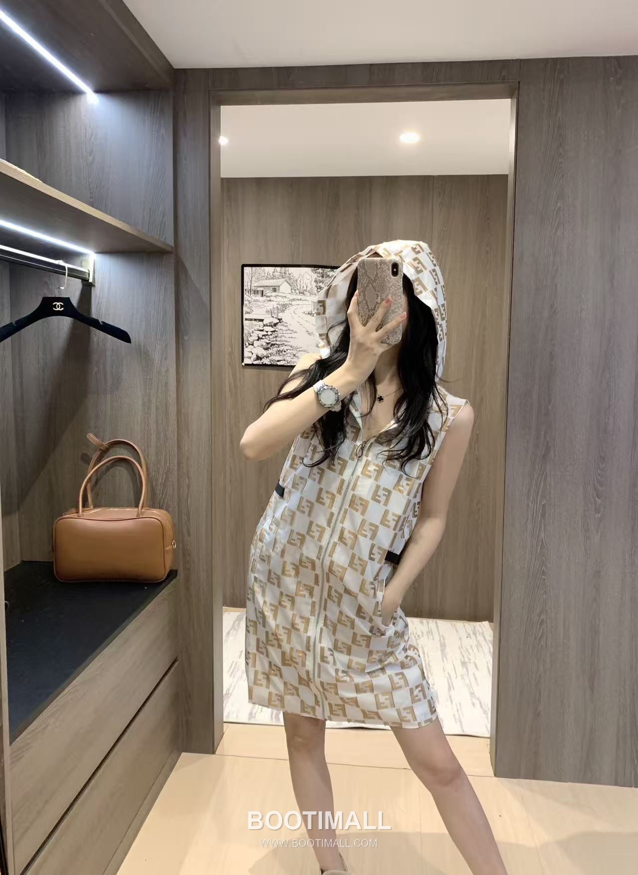 Fendi 2026 S/S Cotton Polyester Sleeveless Dress Check Jacquard Logo Detail 펜디 코튼 폴리에스터 슬리브리스 드레스 체크 자카드 로고 디테일 11