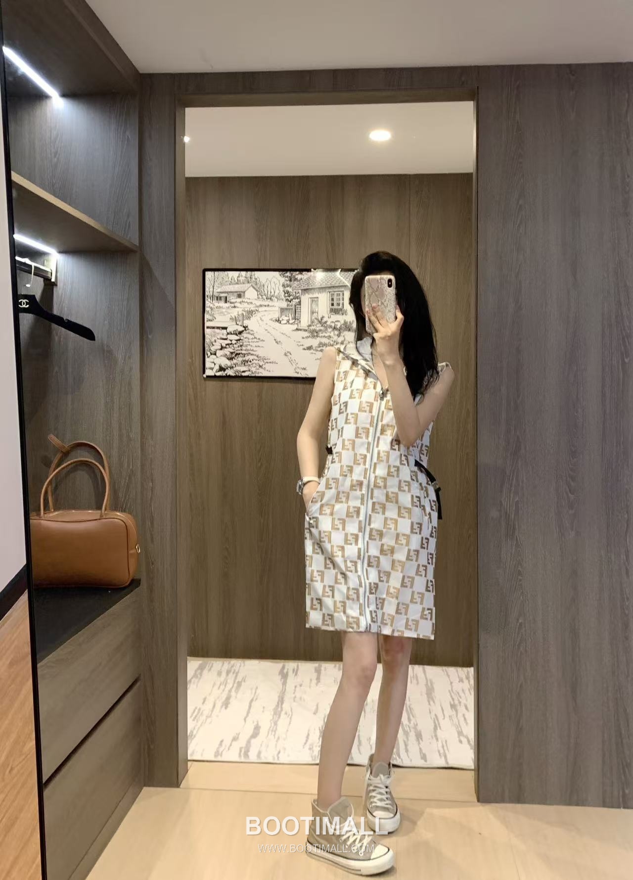 Fendi 2026 S/S Cotton Polyester Sleeveless Dress Check Jacquard Logo Detail 펜디 코튼 폴리에스터 슬리브리스 드레스 체크 자카드 로고 디테일 12