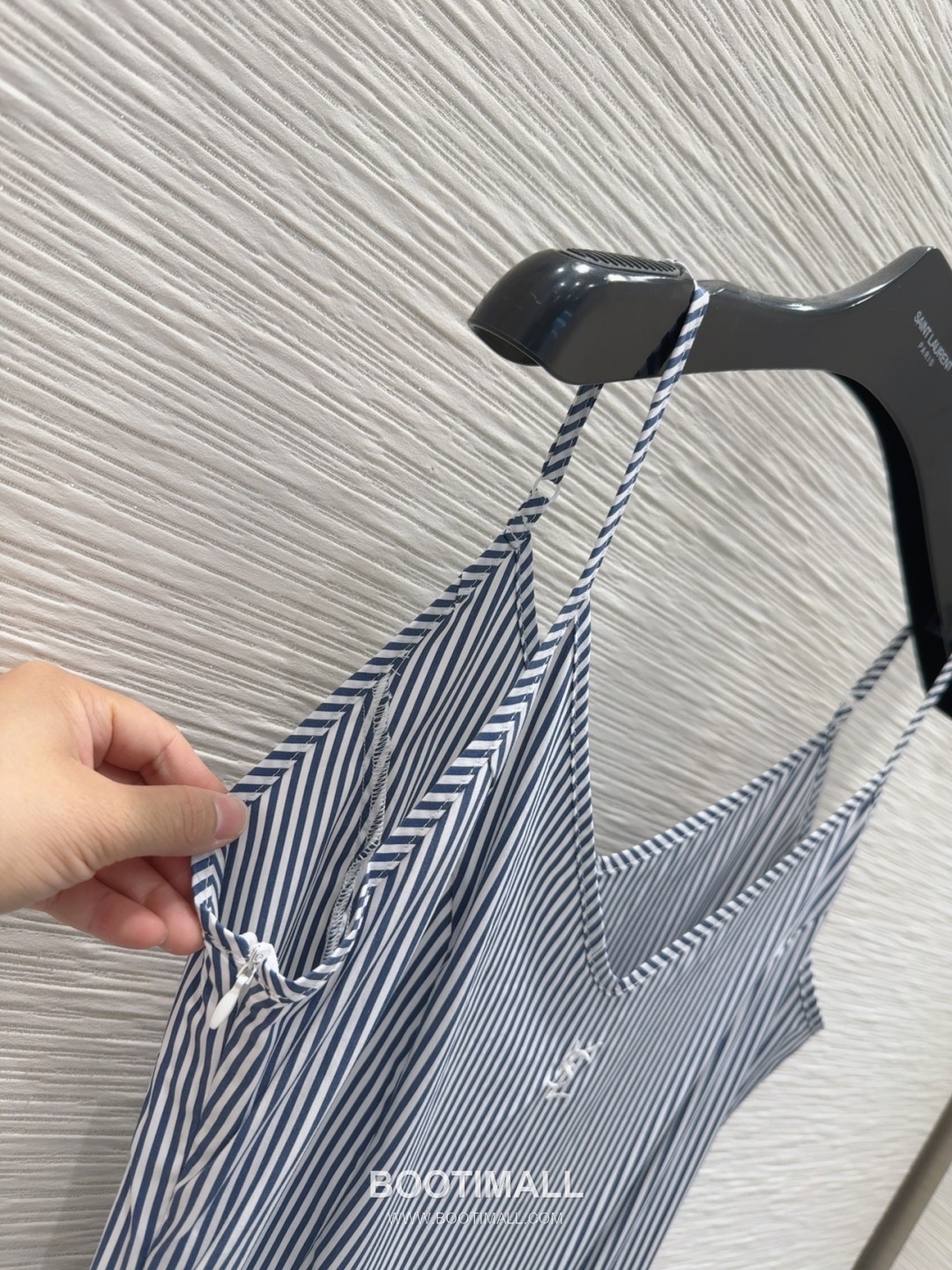 Saint Laurent 2026 S/S Polyester Strap Dress Striped Pattern Detail 생로랑 폴리에스터 스트랩 드레스 스트라이프 패턴 디테일 13