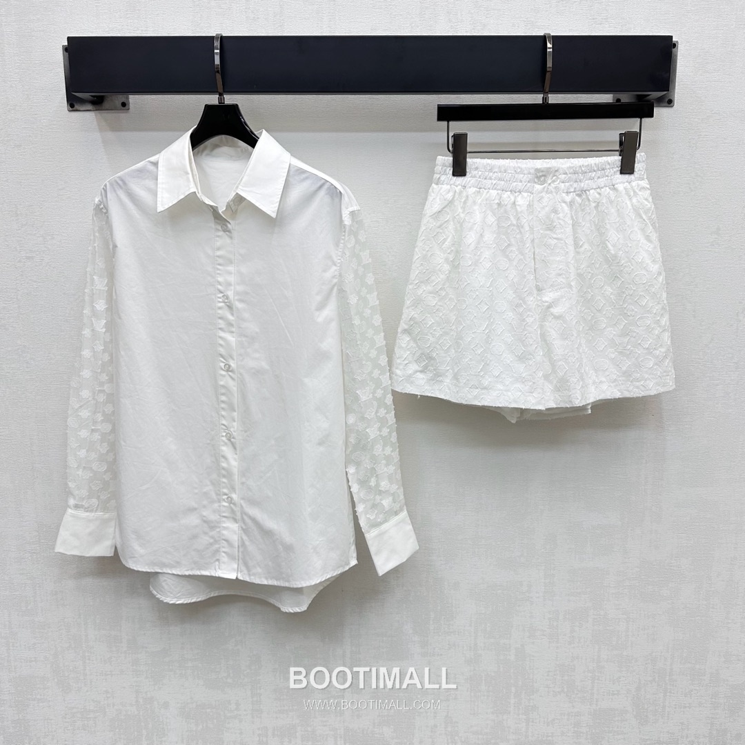 Louis Vuitton 2026 S/S Cotton Twill Shirt Jacquard Patchwork Logo Detail 루이비통 코튼 트윌 셔츠 자카드 패치워크 로고 디테일 26