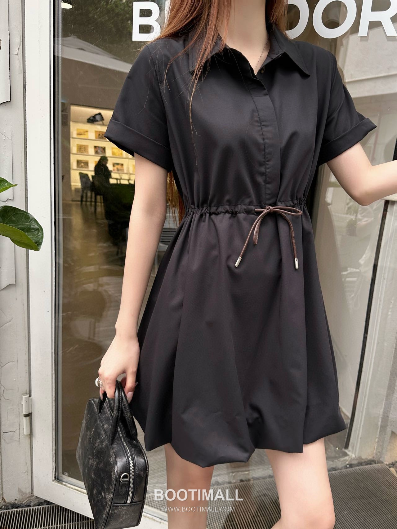 Loewe 2026 S/S Cotton Polyester Dress Puff Sleeve Drawstring Waist Detail 로에베 코튼 폴리에스터 드레스 퍼프 슬리브 드로우스트링 허리 디테일 1