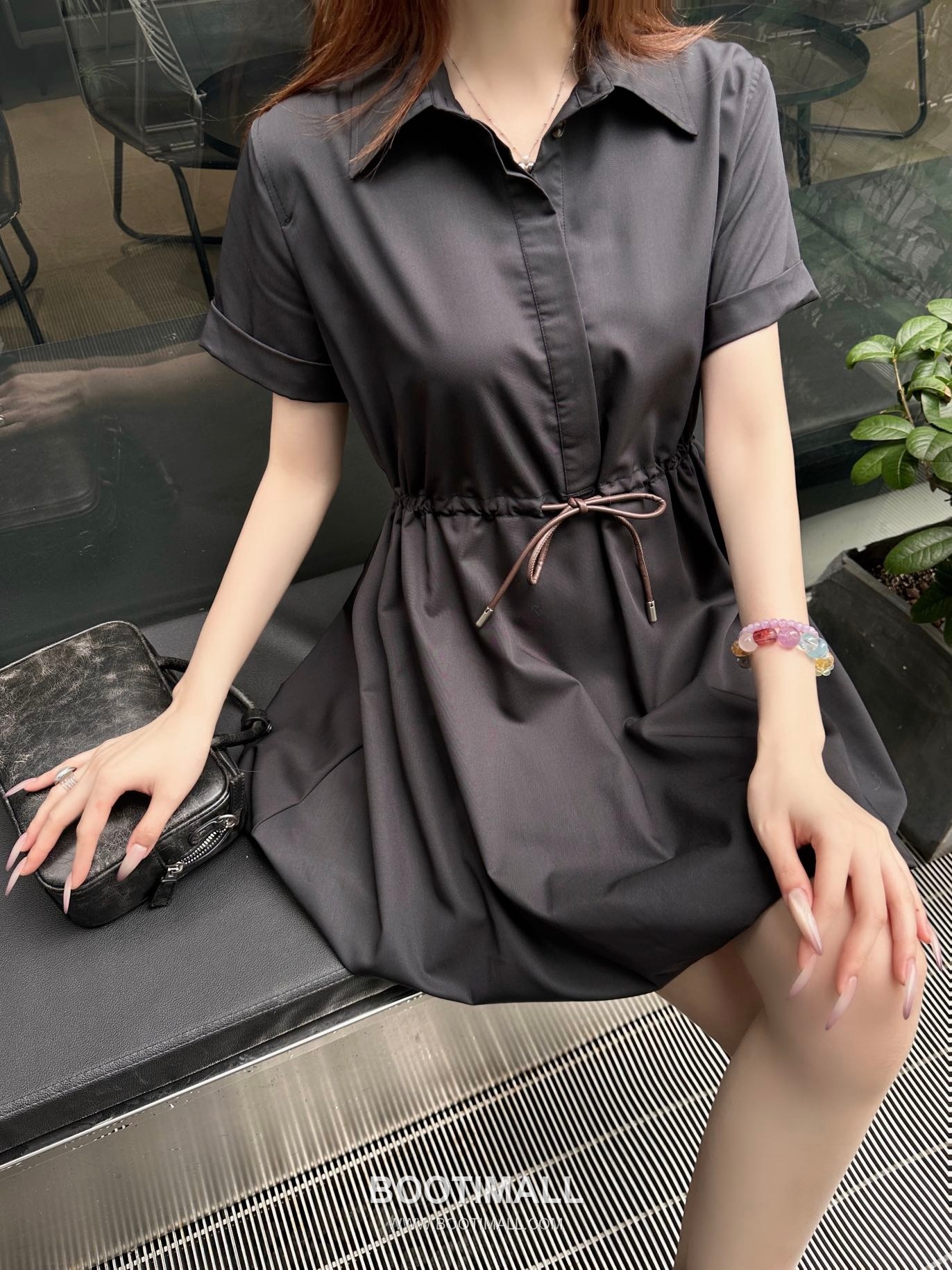 Loewe 2026 S/S Cotton Polyester Dress Puff Sleeve Drawstring Waist Detail 로에베 코튼 폴리에스터 드레스 퍼프 슬리브 드로우스트링 허리 디테일 2