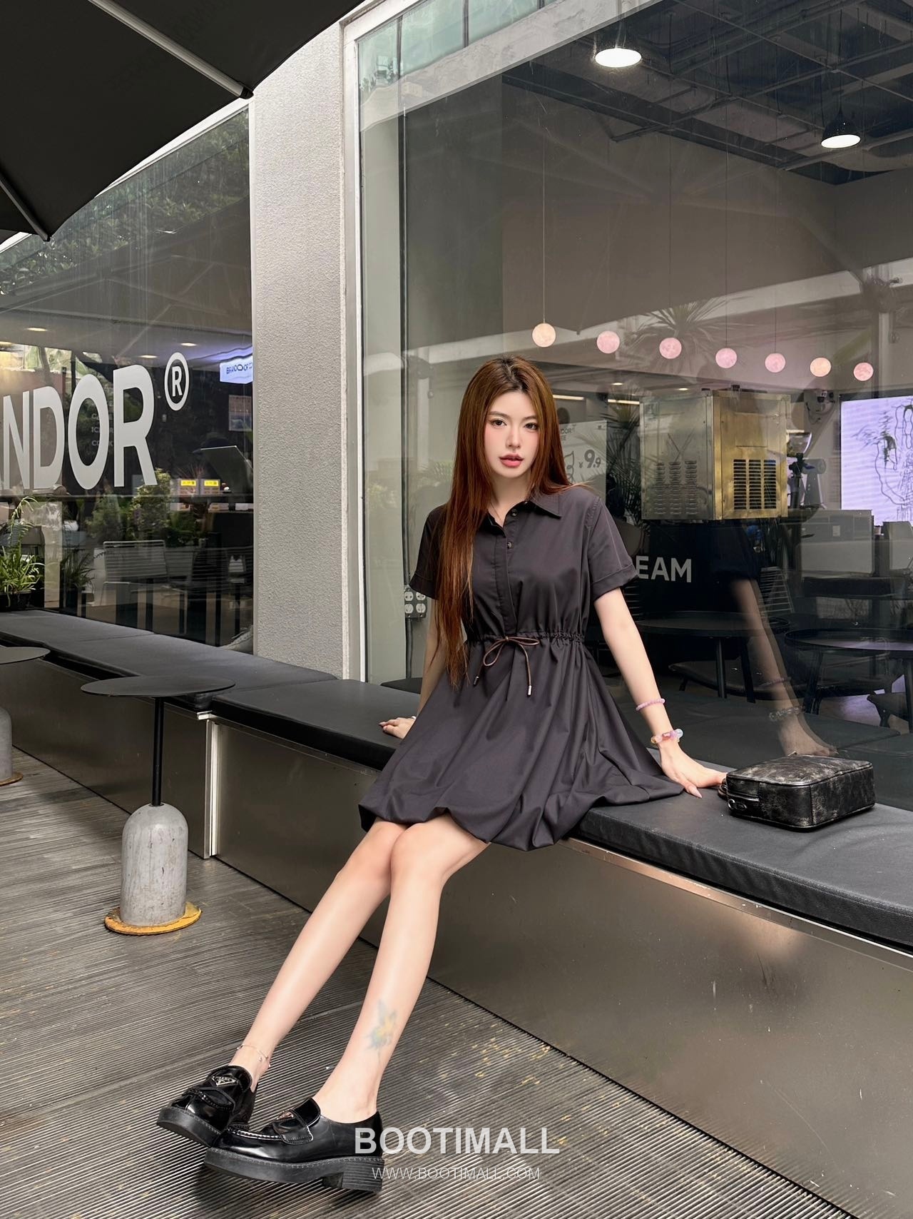 Loewe 2026 S/S Cotton Polyester Dress Puff Sleeve Drawstring Waist Detail 로에베 코튼 폴리에스터 드레스 퍼프 슬리브 드로우스트링 허리 디테일 5