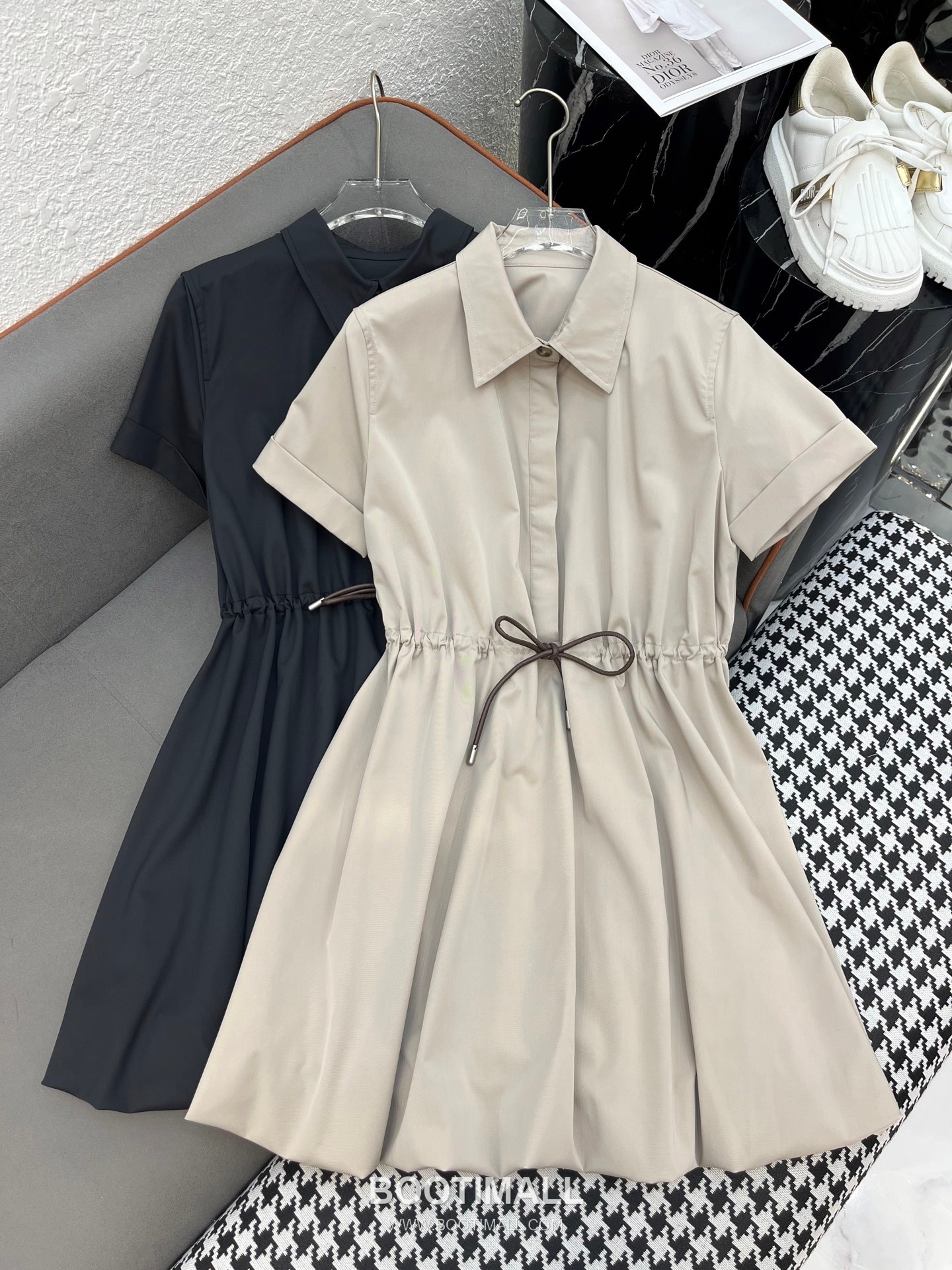 Loewe 2026 S/S Cotton Polyester Dress Puff Sleeve Drawstring Waist Detail 로에베 코튼 폴리에스터 드레스 퍼프 슬리브 드로우스트링 허리 디테일 11