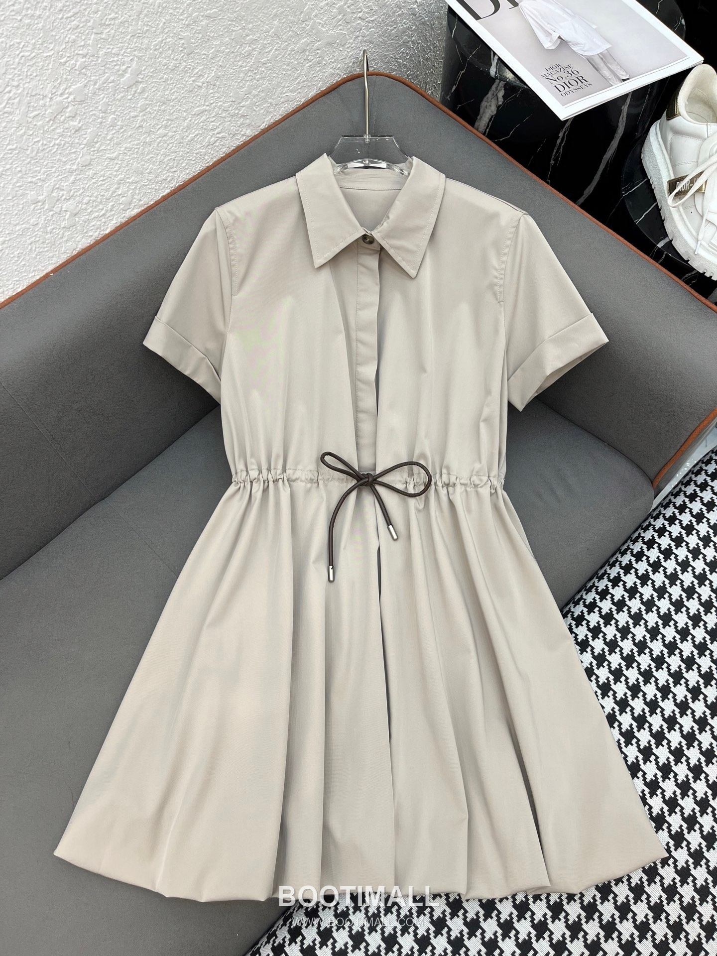 Loewe 2026 S/S Cotton Polyester Dress Puff Sleeve Drawstring Waist Detail 로에베 코튼 폴리에스터 드레스 퍼프 슬리브 드로우스트링 허리 디테일 16