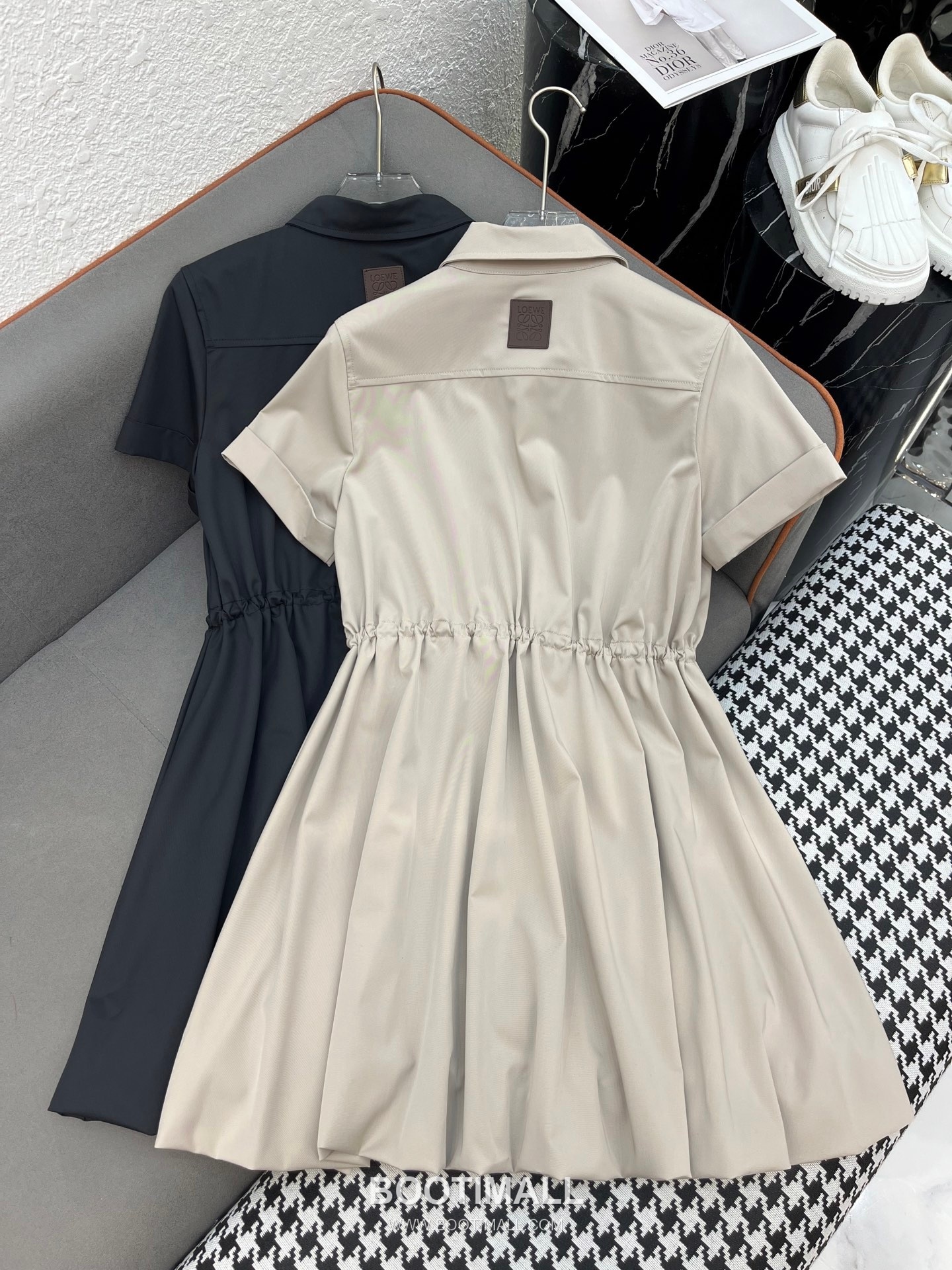 Loewe 2026 S/S Cotton Polyester Dress Puff Sleeve Drawstring Waist Detail 로에베 코튼 폴리에스터 드레스 퍼프 슬리브 드로우스트링 허리 디테일 17