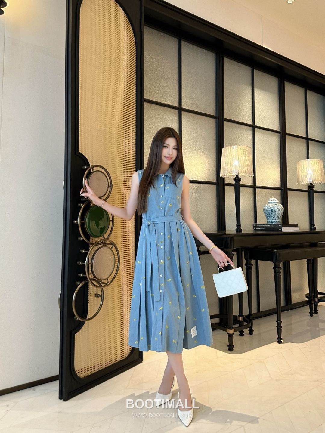 Thom Browne 2026 S/S Cotton Sleeveless Dress Embroidered Logo Detail 톰브라운 코튼 슬리브리스 드레스 자수 로고 디테일 7