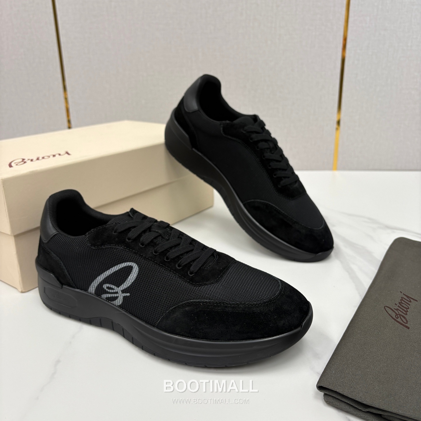Brioni Mesh Suede Leather Runner Sneakers with Color Block Detail 브리오니 메쉬 스웨이드 레더 러너 스니커즈 4.0cm 2