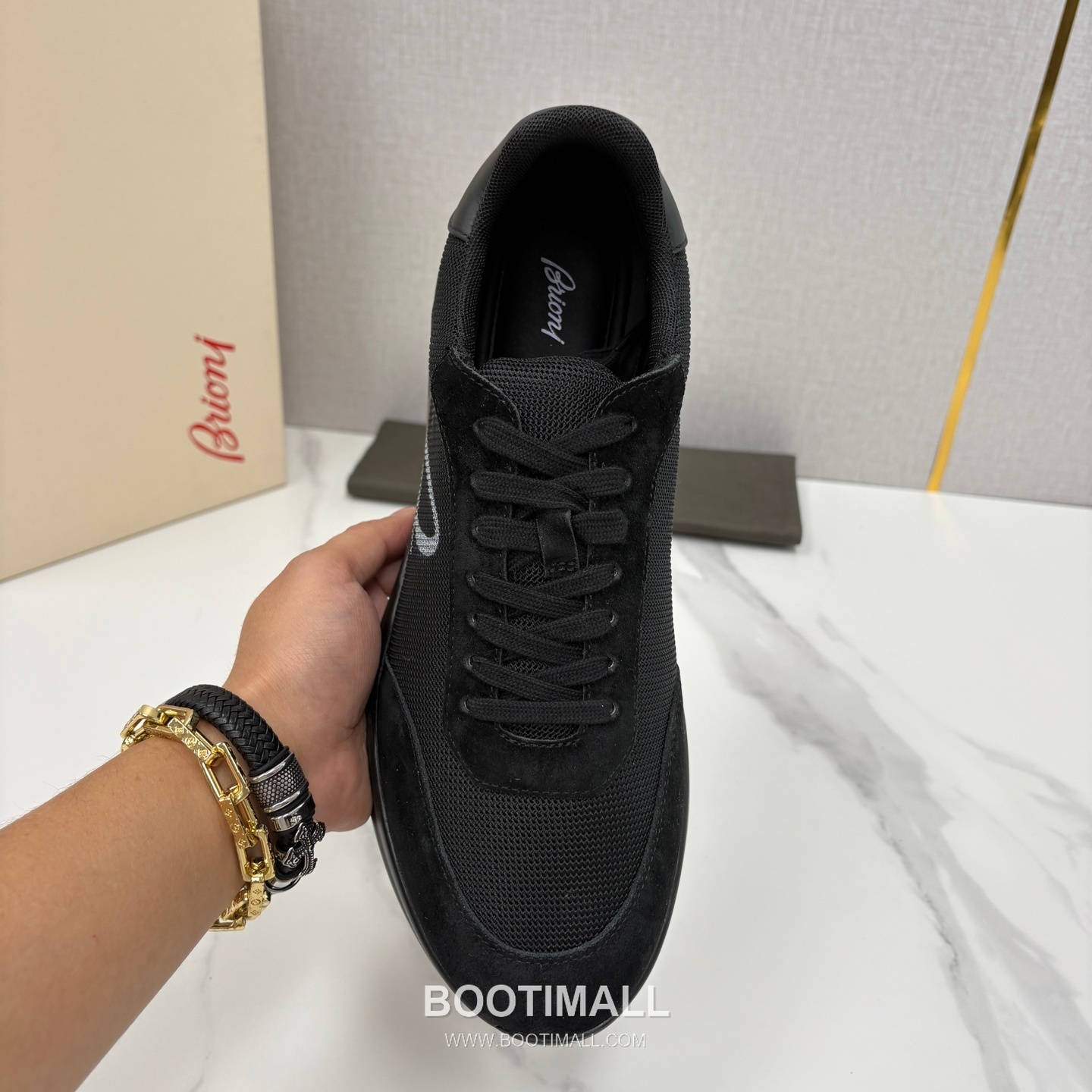 Brioni Mesh Suede Leather Runner Sneakers with Color Block Detail 브리오니 메쉬 스웨이드 레더 러너 스니커즈 4.0cm 5