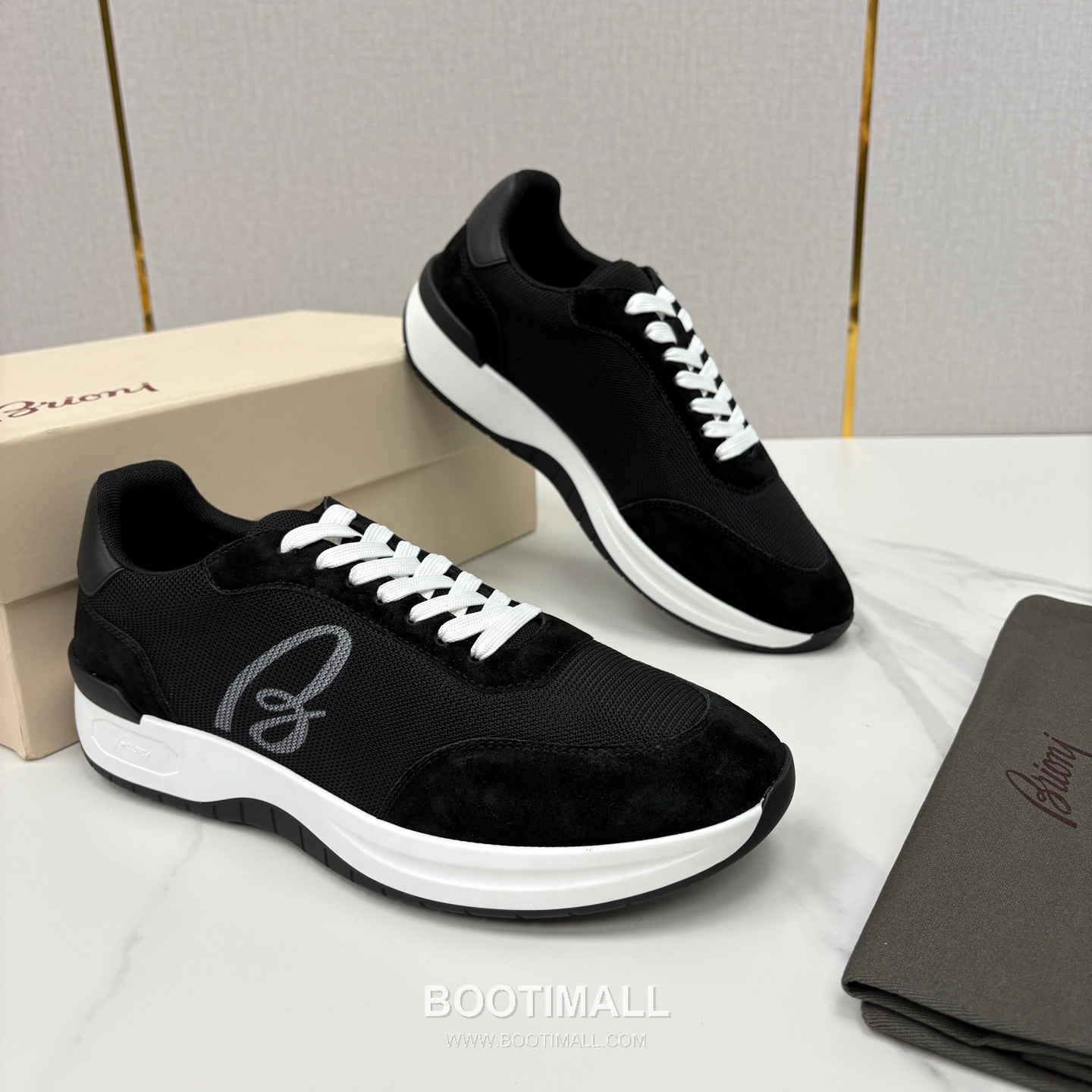 Brioni Mesh Suede Leather Runner Sneakers with Color Block Detail 브리오니 메쉬 스웨이드 레더 러너 스니커즈 4.0cm 2