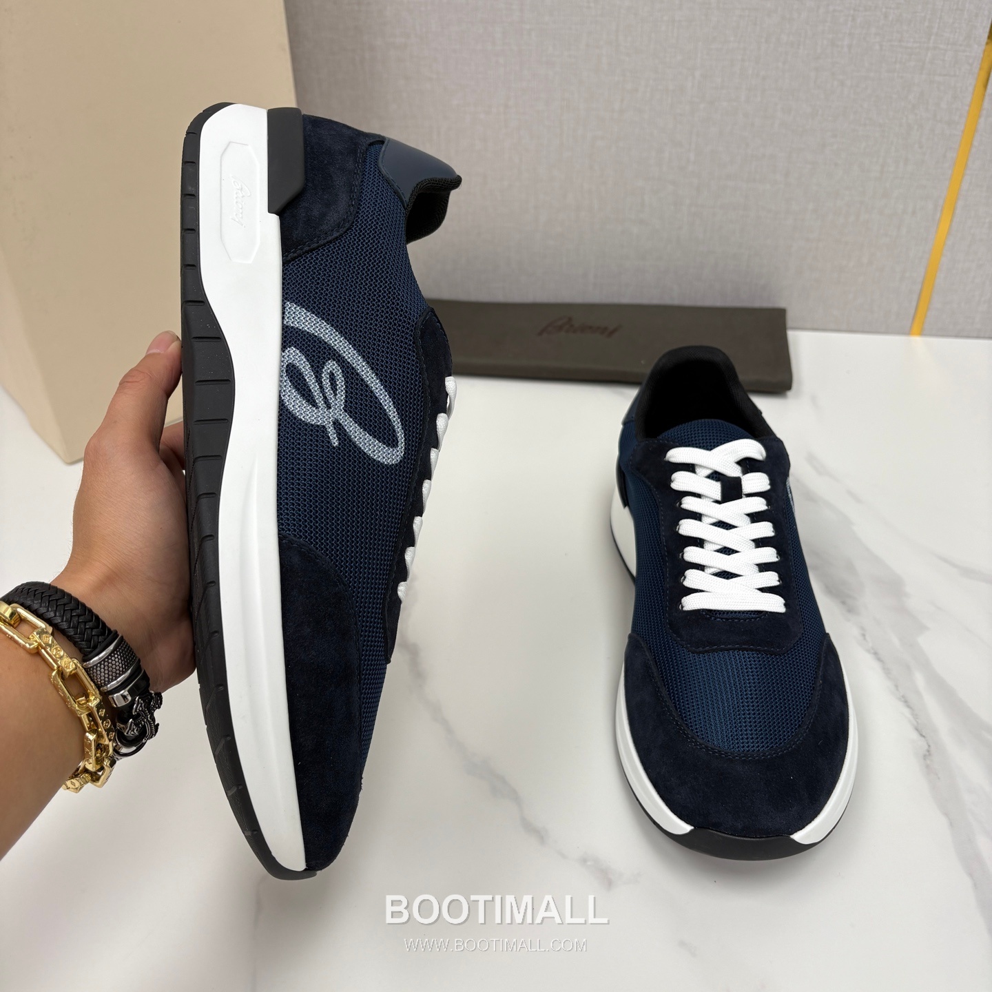 Brioni Mesh Suede Leather Runner Sneakers with Color Block Detail 브리오니 메쉬 스웨이드 레더 러너 스니커즈 4.0cm 4