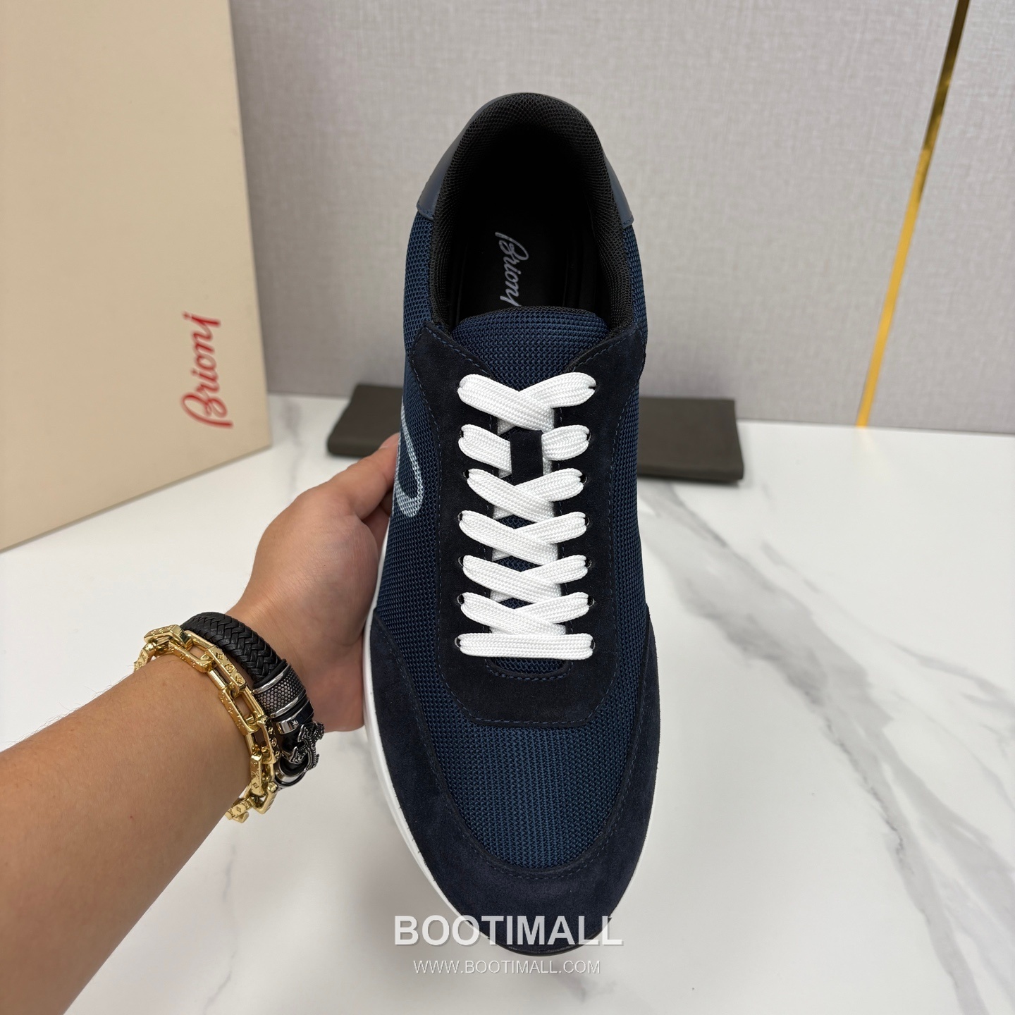 Brioni Mesh Suede Leather Runner Sneakers with Color Block Detail 브리오니 메쉬 스웨이드 레더 러너 스니커즈 4.0cm 5