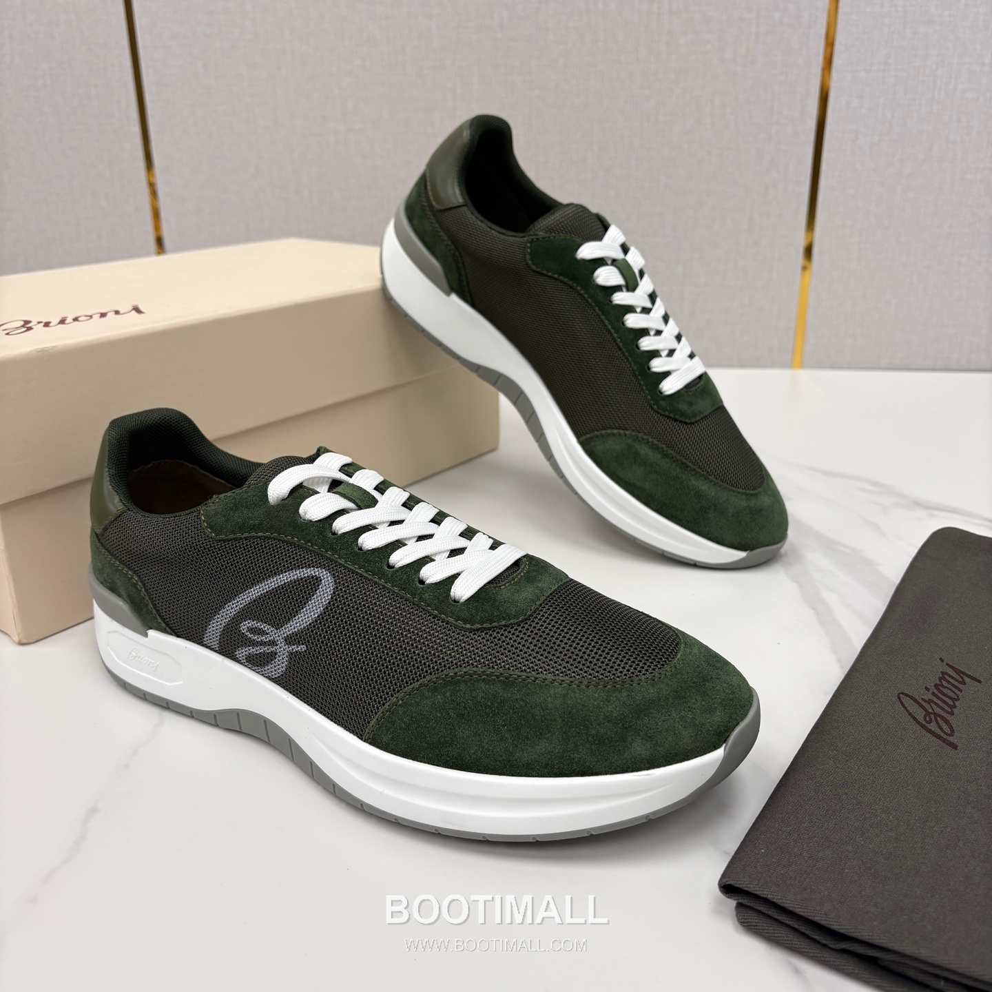 Brioni Mesh Suede Leather Runner Sneakers with Color Block Detail 브리오니 메쉬 스웨이드 레더 러너 스니커즈 4.0cm 2