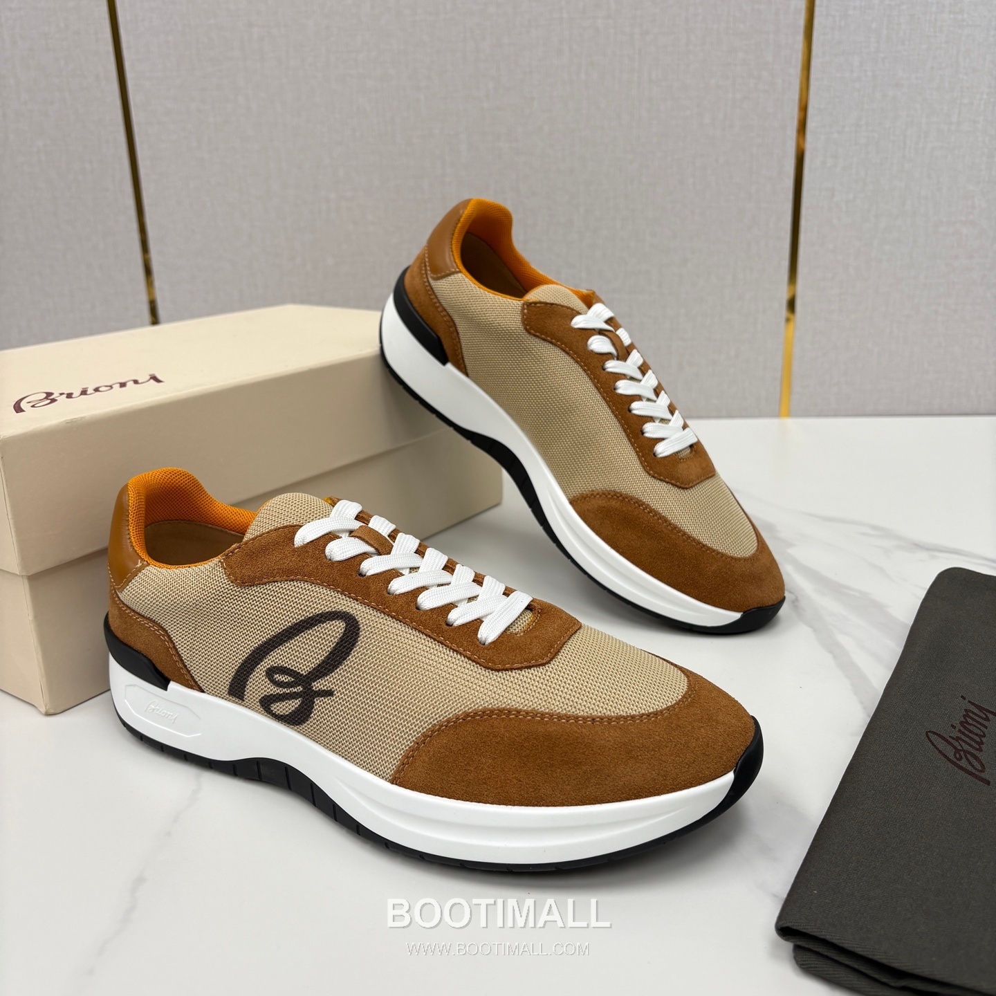 Brioni Mesh Suede Leather Runner Sneakers with Color Block Detail 브리오니 메쉬 스웨이드 레더 러너 스니커즈 4.0cm 2