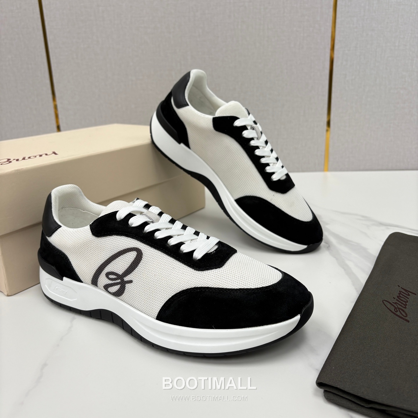 Brioni Mesh Suede Leather Runner Sneakers with Color Block Detail 브리오니 메쉬 스웨이드 레더 러너 스니커즈 4.0cm 2