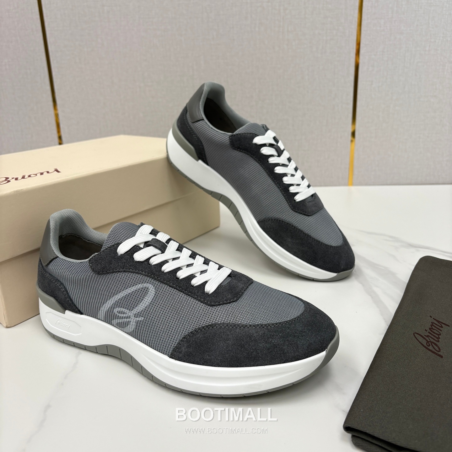 Brioni Mesh Suede Leather Runner Sneakers with Color Block Detail 브리오니 메쉬 스웨이드 레더 러너 스니커즈 4.0cm 2