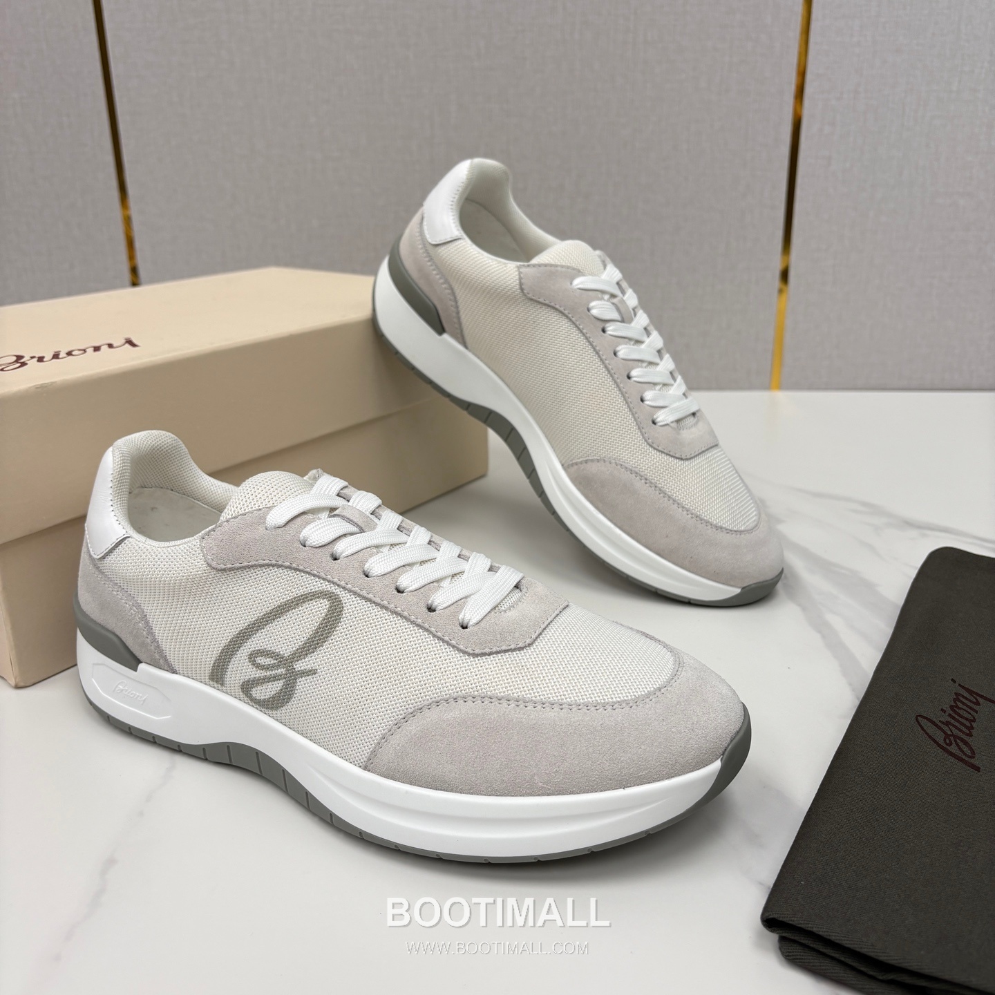 Brioni Mesh Suede Leather Runner Sneakers with Color Block Detail 브리오니 메쉬 스웨이드 레더 러너 스니커즈 4.0cm 2