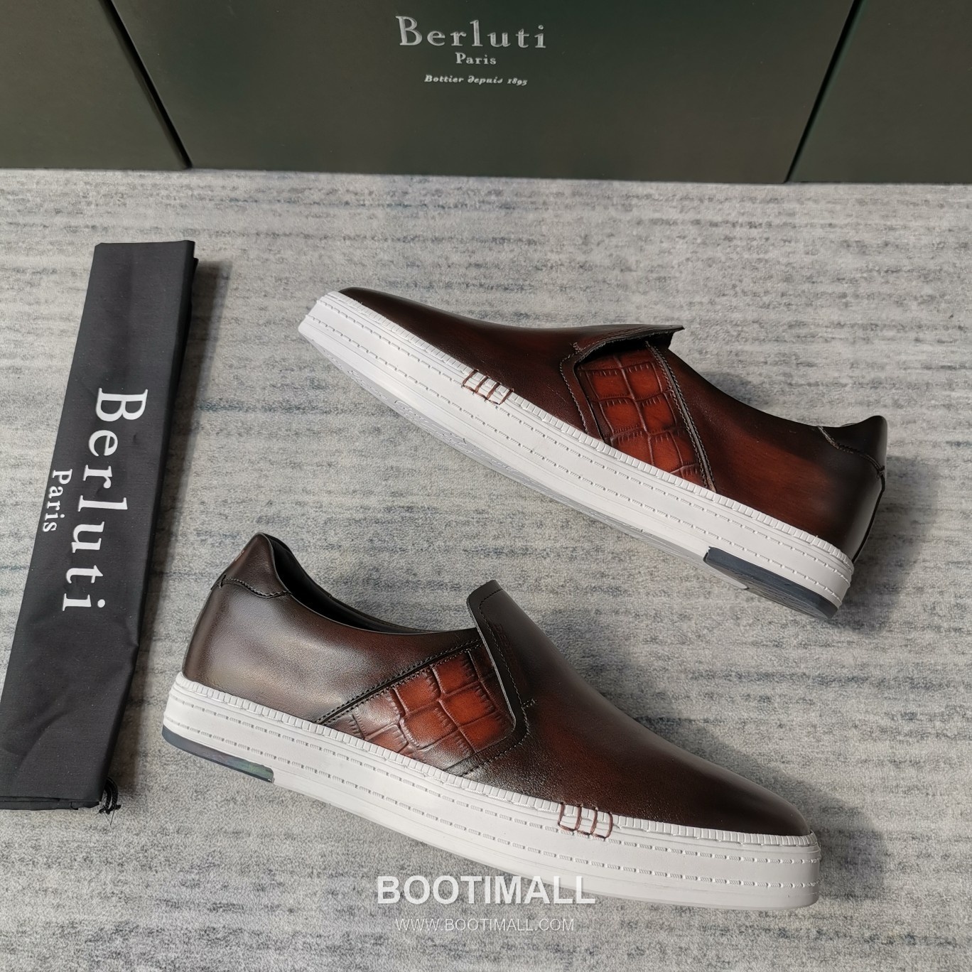 Berluti Playtime Palermo Croc Embossed Calfskin Leather Slip-On Sneakers with Scritto TPU Sole Detail 벨루티 플레이타임 팔레르모 크로크 엠보싱 카프스킨 레더 슬립온 스니커즈 3.5cm 4