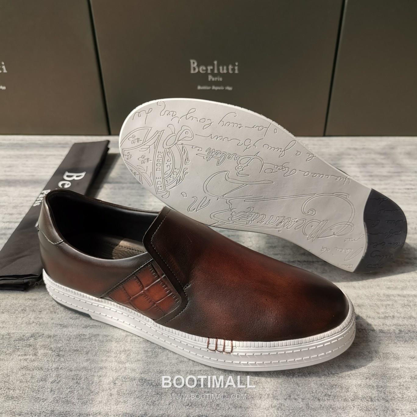 Berluti Playtime Palermo Croc Embossed Calfskin Leather Slip-On Sneakers with Scritto TPU Sole Detail 벨루티 플레이타임 팔레르모 크로크 엠보싱 카프스킨 레더 슬립온 스니커즈 3.5cm 9