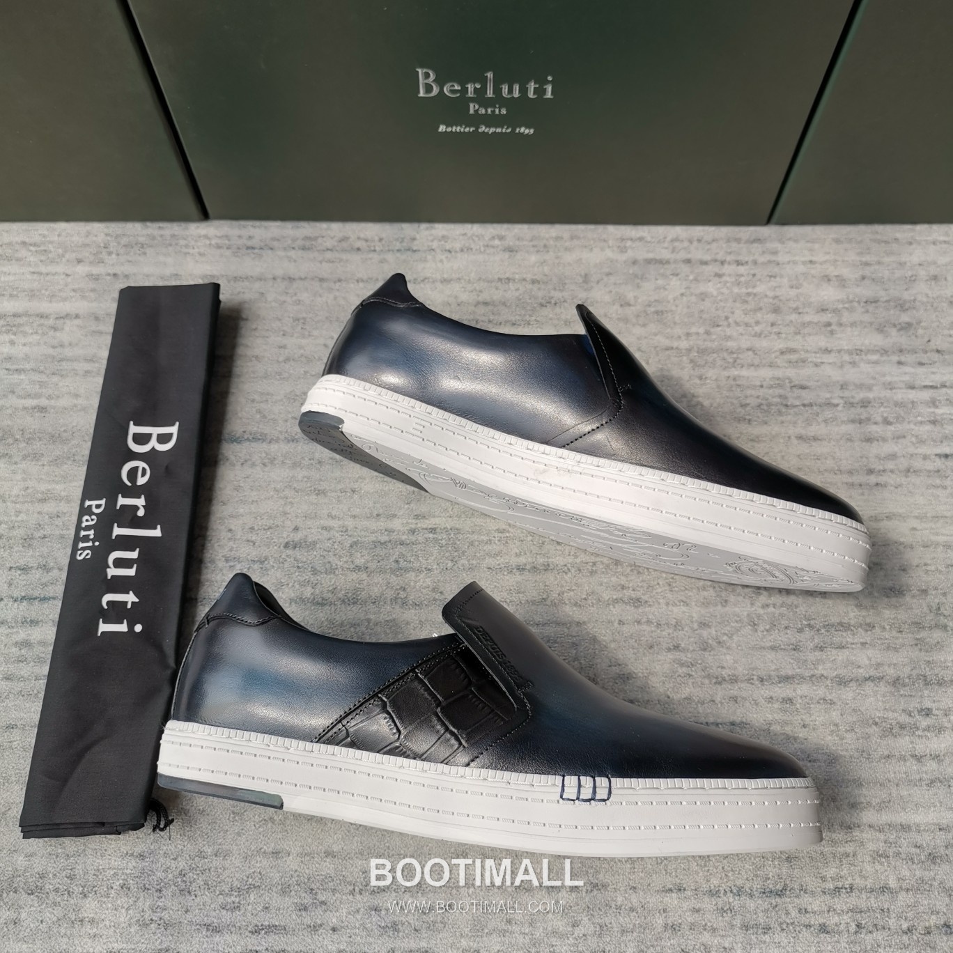 Berluti Playtime Palermo Croc Embossed Calfskin Leather Slip-On Sneakers with Scritto TPU Sole Detail 벨루티 플레이타임 팔레르모 크로크 엠보싱 카프스킨 레더 슬립온 스니커즈 3.5cm 4