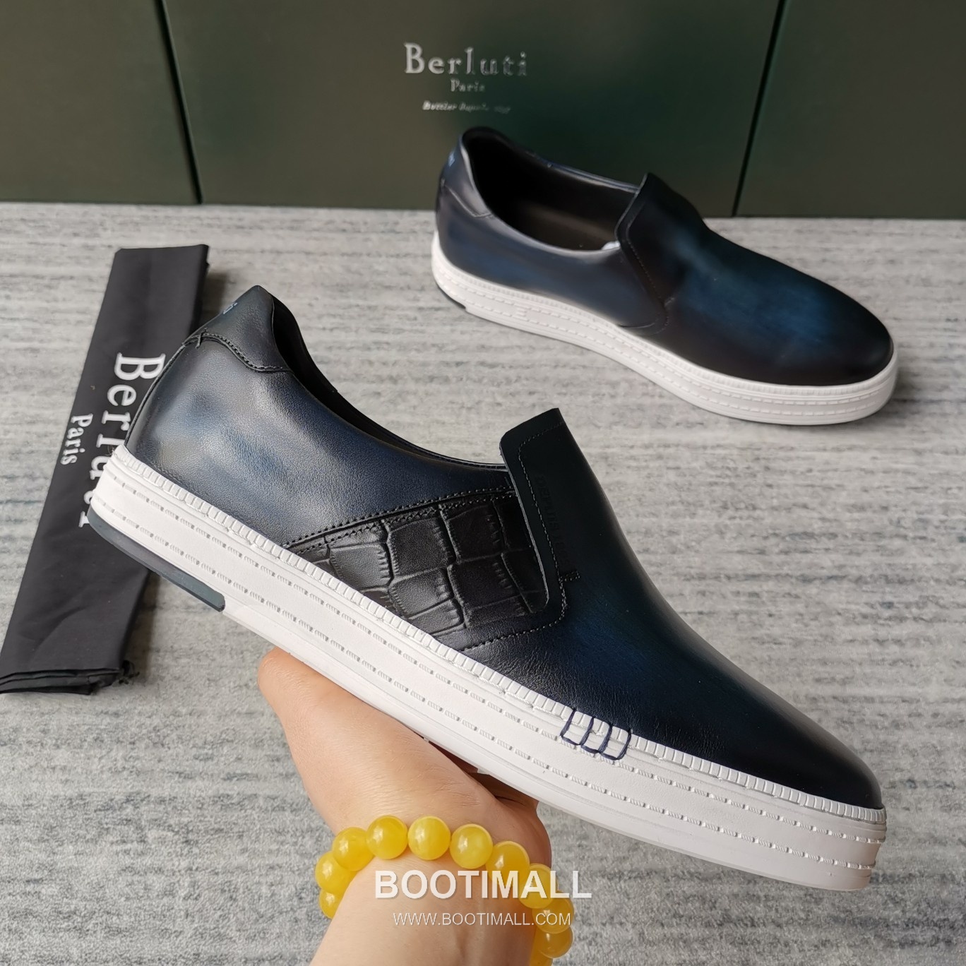 Berluti Playtime Palermo Croc Embossed Calfskin Leather Slip-On Sneakers with Scritto TPU Sole Detail 벨루티 플레이타임 팔레르모 크로크 엠보싱 카프스킨 레더 슬립온 스니커즈 3.5cm 5