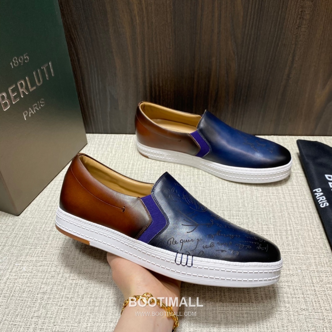 Berluti Playtime Palermo Calfskin Leather Slip-On Sneakers with Scritto TPU Sole Detail 벨루티 플레이타임 팔레르모 카프스킨 레더 슬립온 스니커즈 3.5cm 3