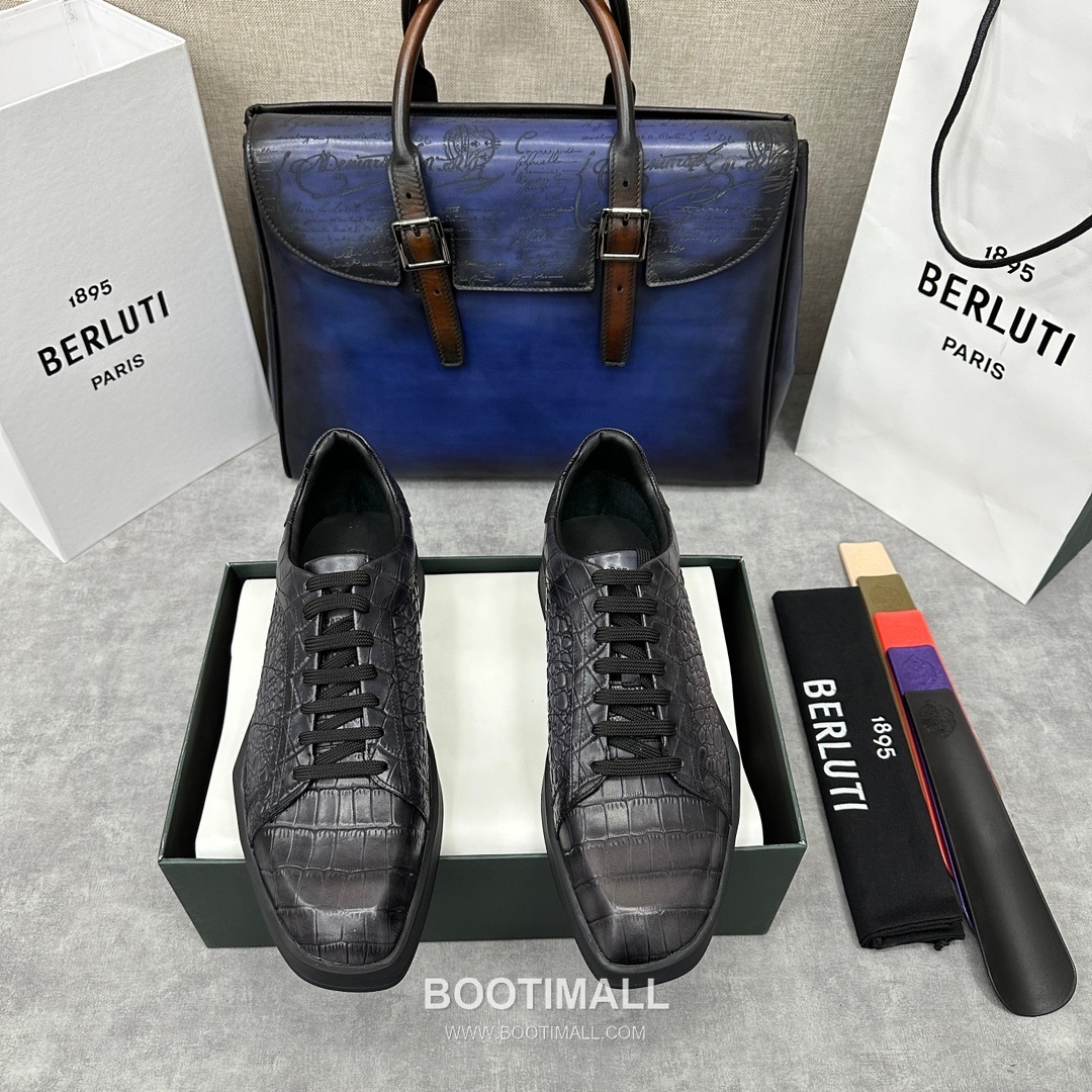 Berluti Stellar Croc Embossed Calfskin Leather Low Sneakers with Geometric TPU Sole Detail 벨루티 스텔라 크로크 엠보싱 카프스킨 레더 로우 스니커즈 3.5cm 1