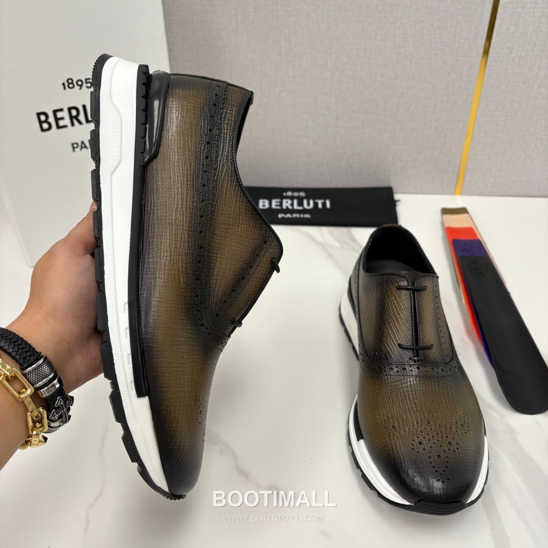Berluti Fast Track Brogue Calfskin Leather Runner Sneakers with TPU Sole Detail 벨루티 패스트트랙 브로그 카프스킨 레더 러너 스니커즈 3.5cm 4