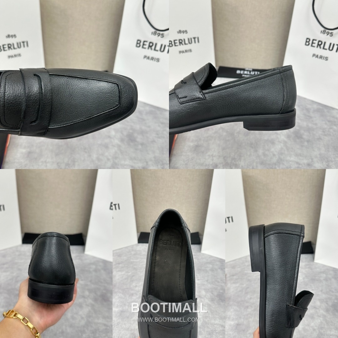 Berluti Lorenzo Goatskin Leather Loafer Shoes with Scritto Rubber Sole Detail 벨루티 로렌조 고트스킨 레더 로퍼 슈즈 2.5cm 9