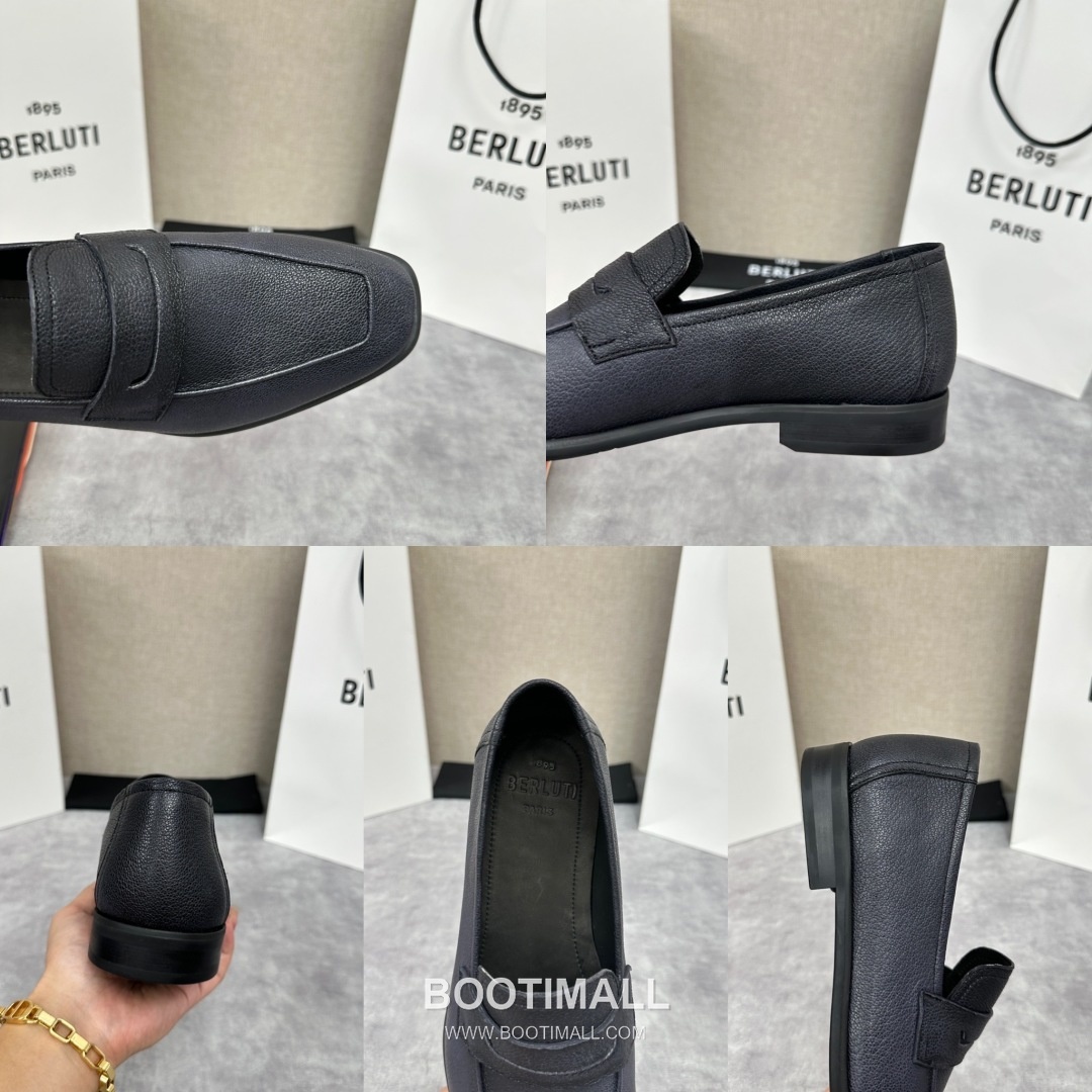 Berluti Lorenzo Goatskin Leather Loafer Shoes with Scritto Rubber Sole Detail 벨루티 로렌조 고트스킨 레더 로퍼 슈즈 2.5cm 9