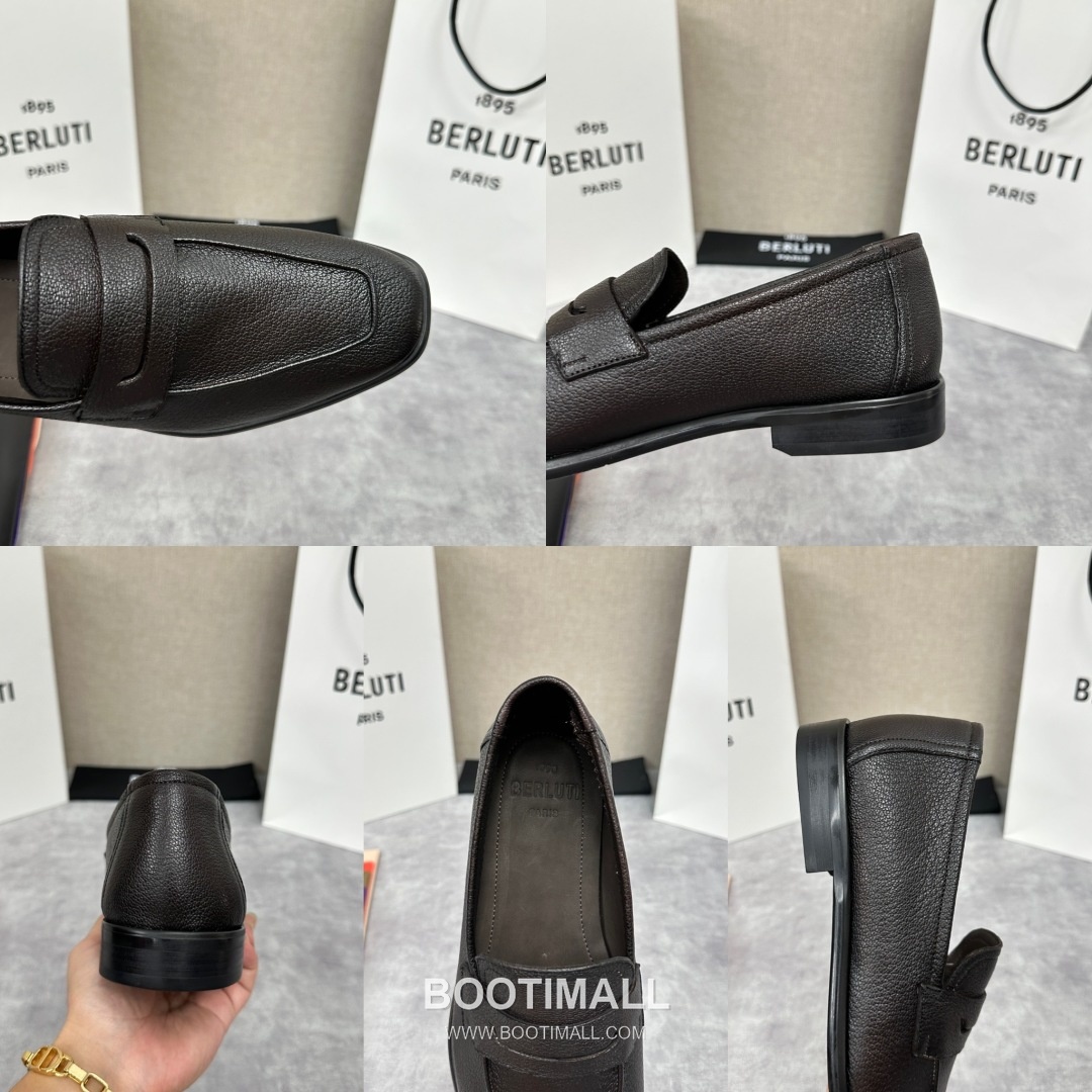Berluti Lorenzo Goatskin Leather Loafer Shoes with Scritto Rubber Sole Detail 벨루티 로렌조 고트스킨 레더 로퍼 슈즈 2.5cm 9