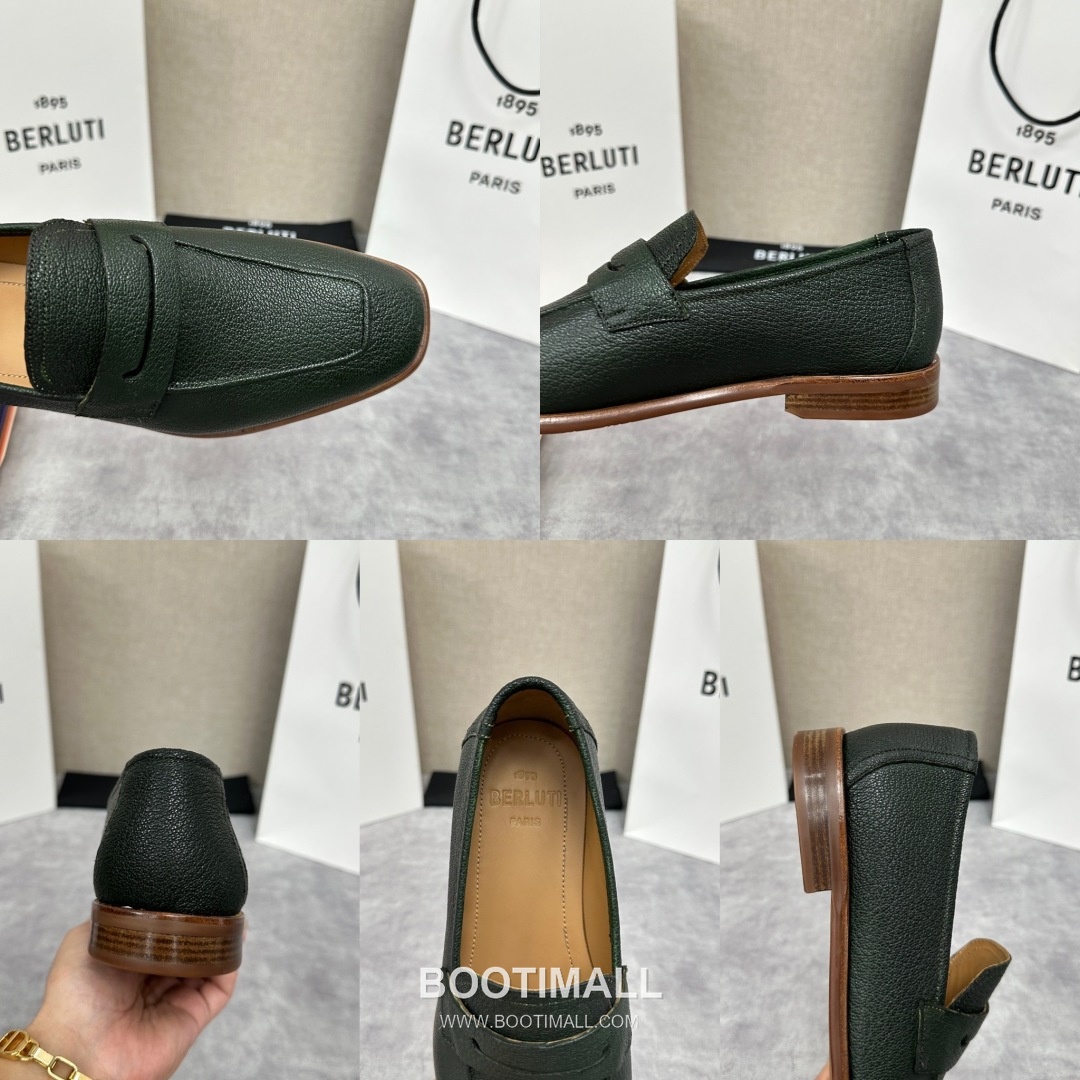 Berluti Lorenzo Goatskin Leather Loafer Shoes with Scritto Rubber Sole Detail 벨루티 로렌조 고트스킨 레더 로퍼 슈즈 2.5cm 9