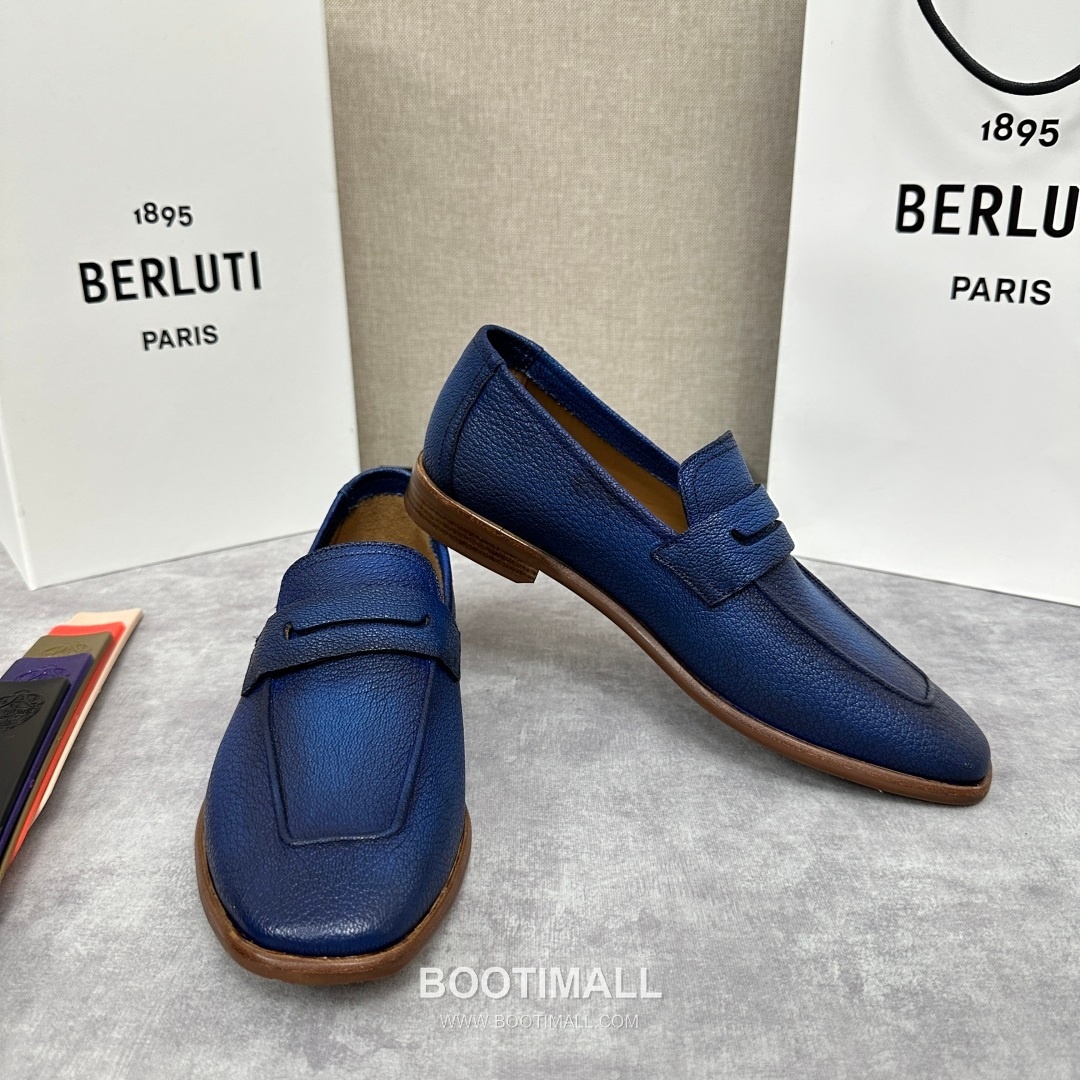 Berluti Lorenzo Goatskin Leather Loafer Shoes with Scritto Rubber Sole Detail 벨루티 로렌조 고트스킨 레더 로퍼 슈즈 2.5cm 7