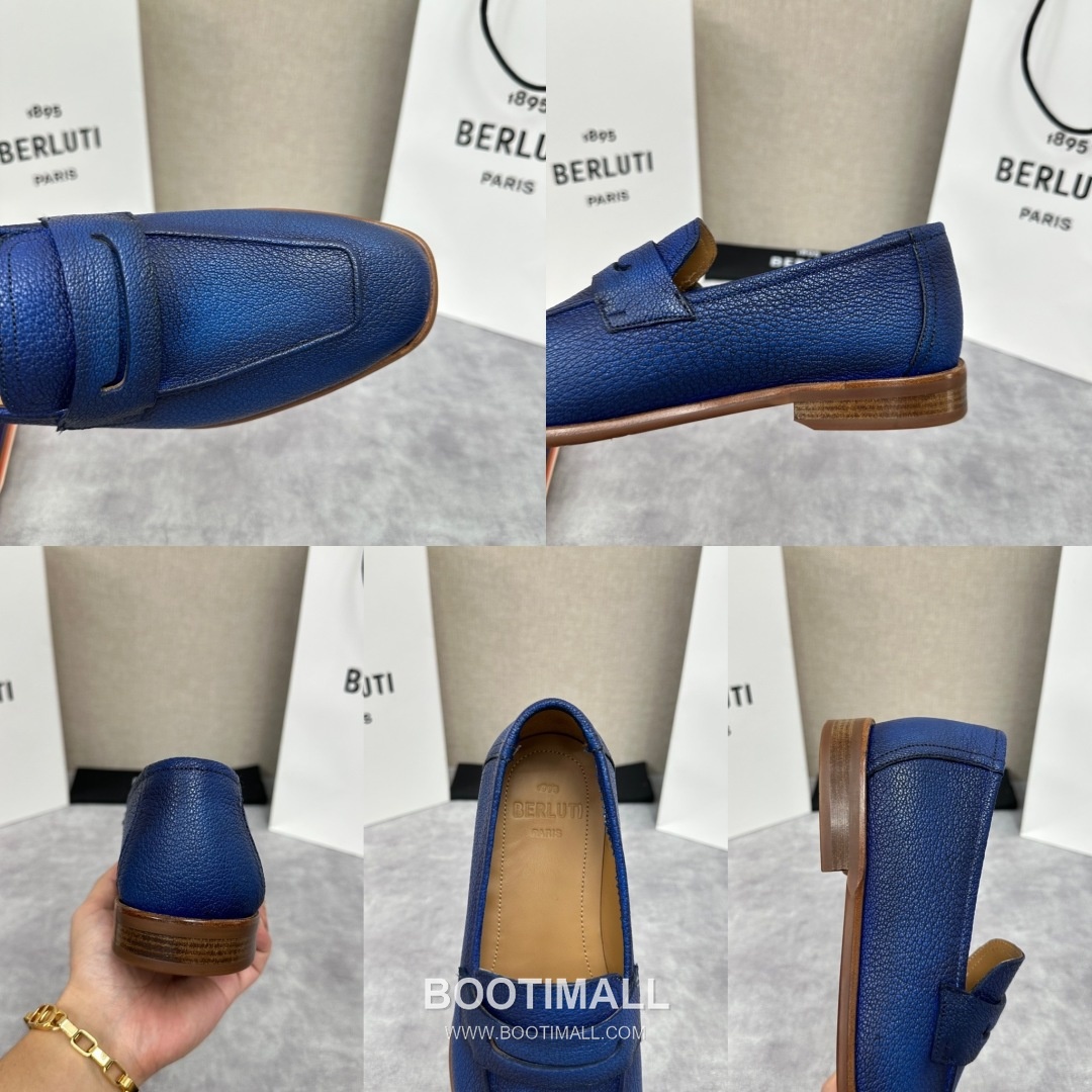 Berluti Lorenzo Goatskin Leather Loafer Shoes with Scritto Rubber Sole Detail 벨루티 로렌조 고트스킨 레더 로퍼 슈즈 2.5cm 9