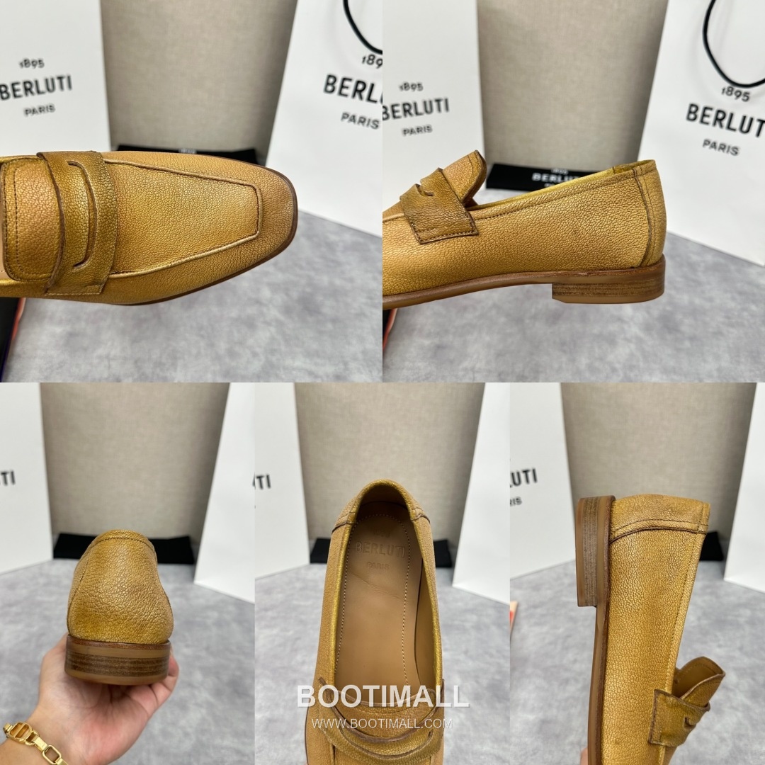 Berluti Lorenzo Goatskin Leather Loafer Shoes with Scritto Rubber Sole Detail 벨루티 로렌조 고트스킨 레더 로퍼 슈즈 2.5cm 9