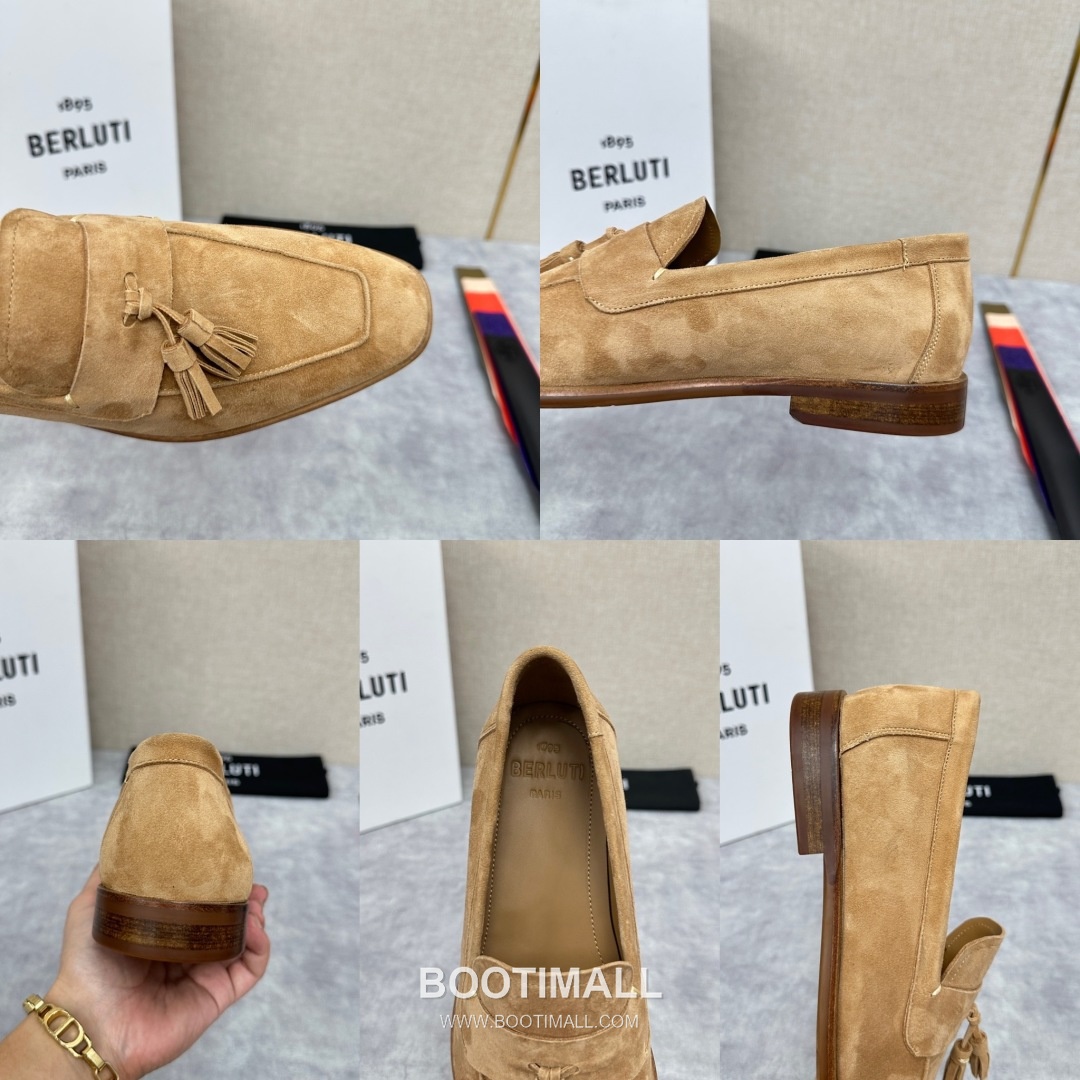Berluti Lorenzo Suede Calfskin Leather Loafer Shoes with Scritto Rubber Sole Detail 벨루티 로렌조 스웨이드 카프스킨 레더 로퍼 슈즈 2.5cm 9