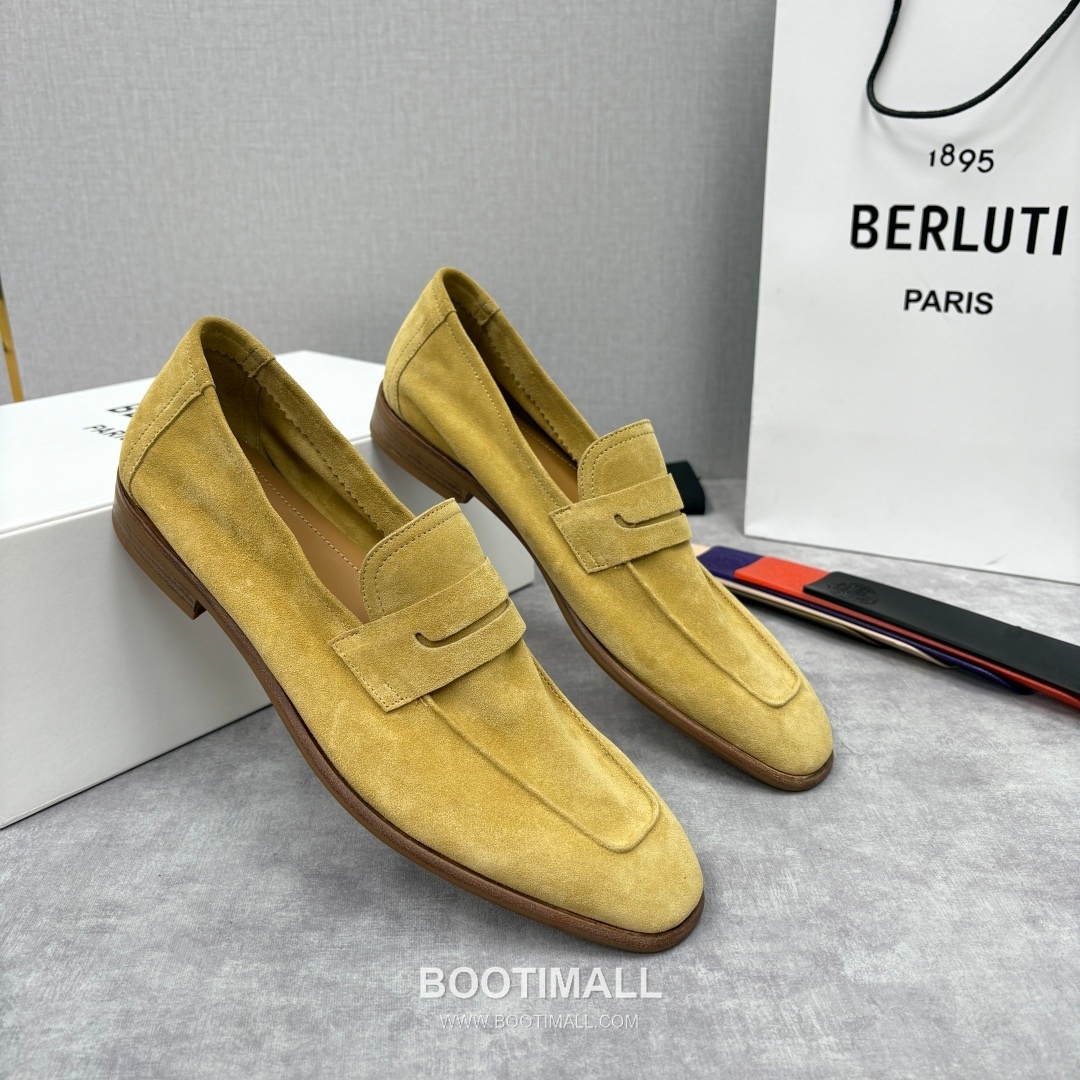 Berluti Lorenzo Suede Calfskin Leather Loafer Shoes with Scritto Rubber Sole Detail 벨루티 로렌조 스웨이드 카프스킨 레더 로퍼 슈즈 2.5cm 4
