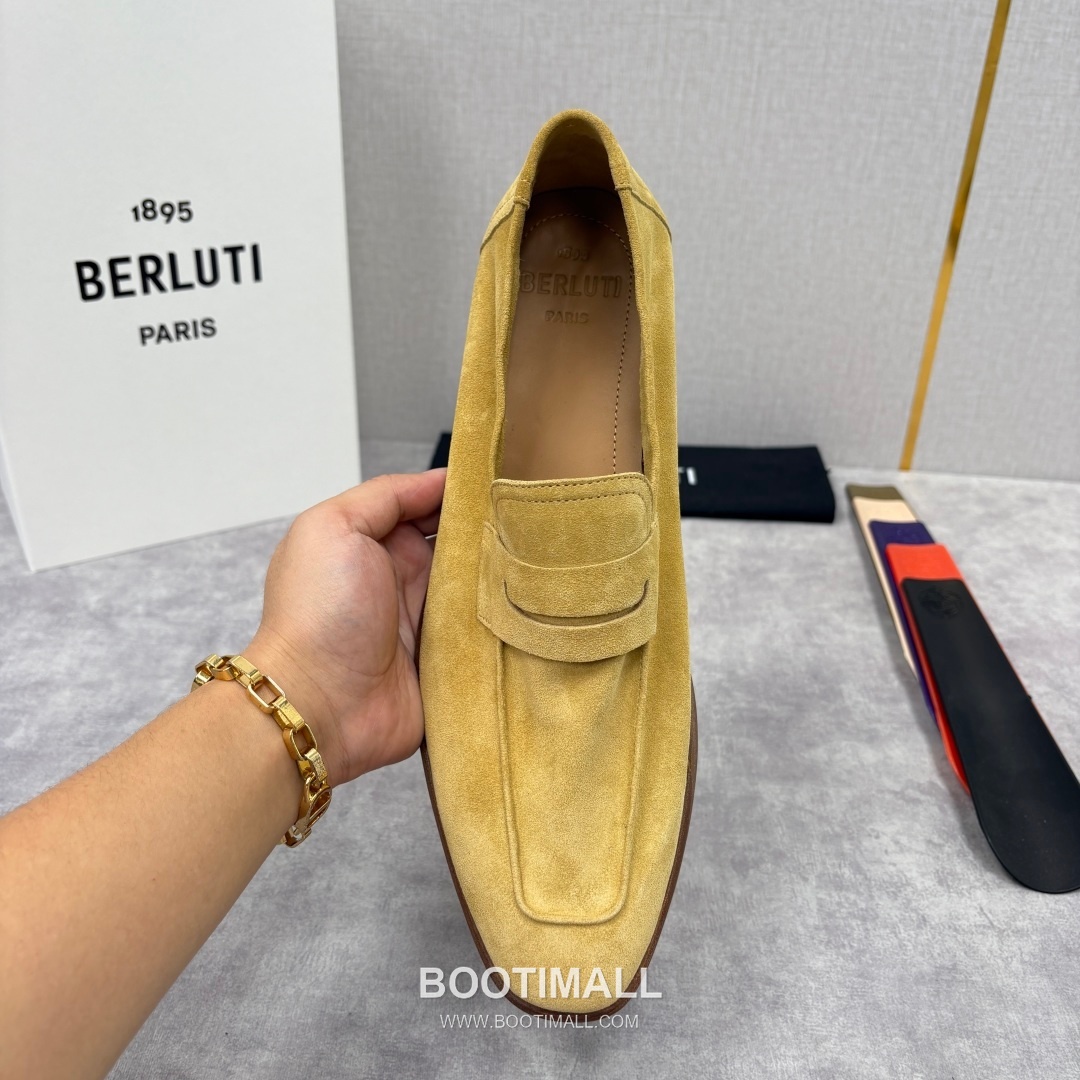 Berluti Lorenzo Suede Calfskin Leather Loafer Shoes with Scritto Rubber Sole Detail 벨루티 로렌조 스웨이드 카프스킨 레더 로퍼 슈즈 2.5cm 6