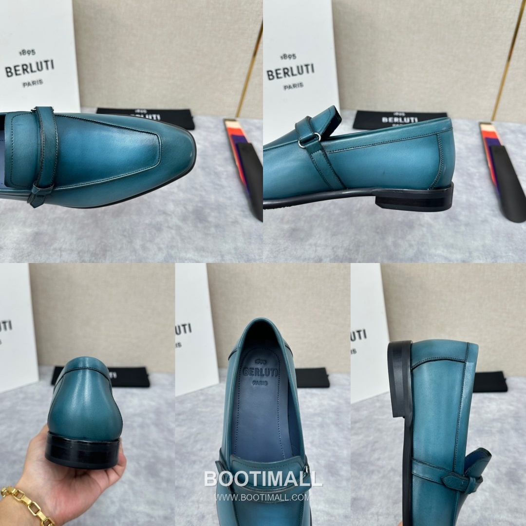 Berluti Lorenzo Calfskin Leather Strap Loafer Shoes with Scritto Rubber Sole Detail 벨루티 로렌조 카프스킨 레더 스트랩 로퍼 슈즈 2.5cm 9