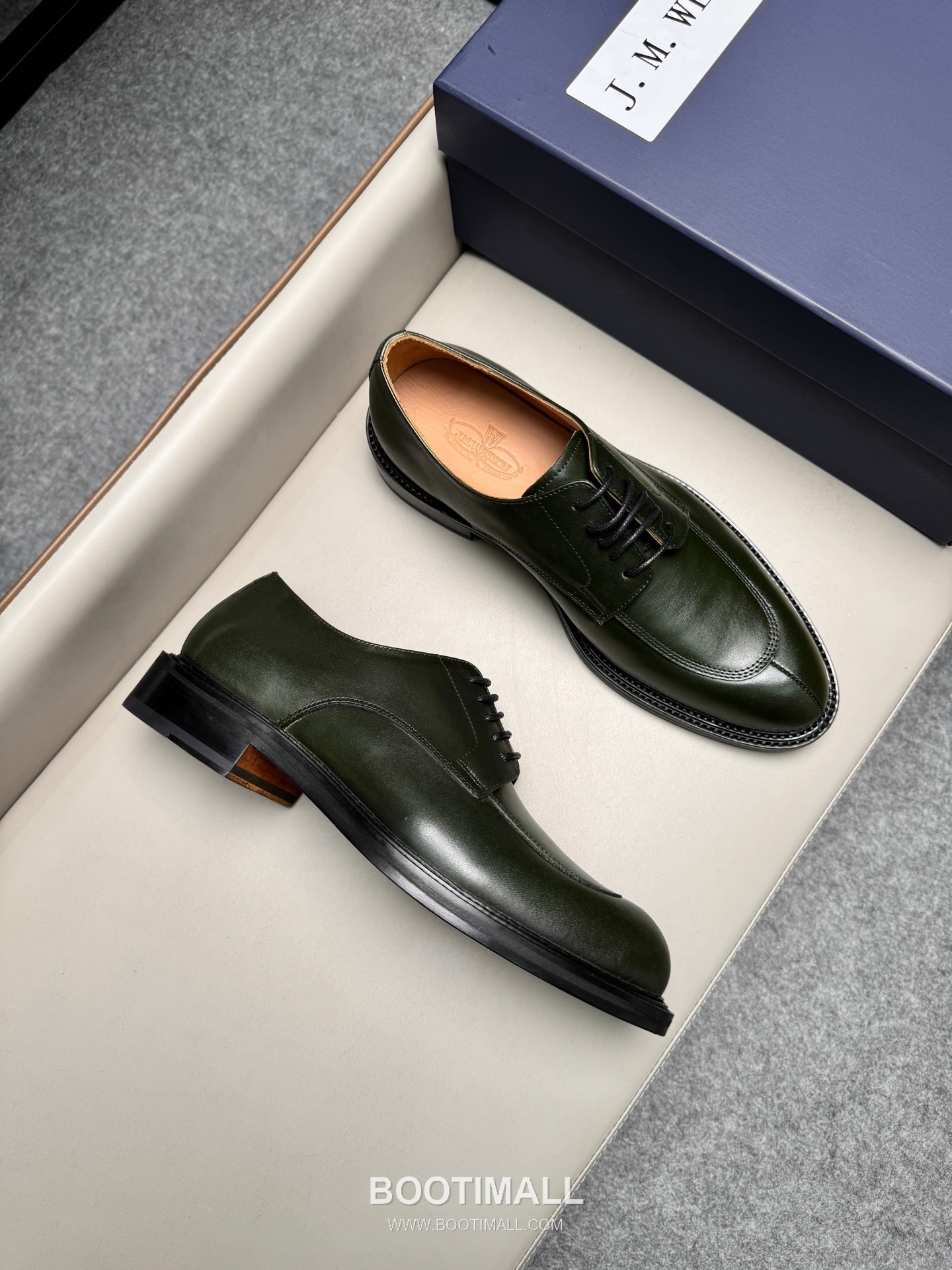 J.M.Weston Classic Calfskin Leather Lace-Up Dress Shoes with Leather Sole Detail 제이엠웨스턴 클래식 카프스킨 레더 레이스업 드레스 슈즈 2.5cm 2