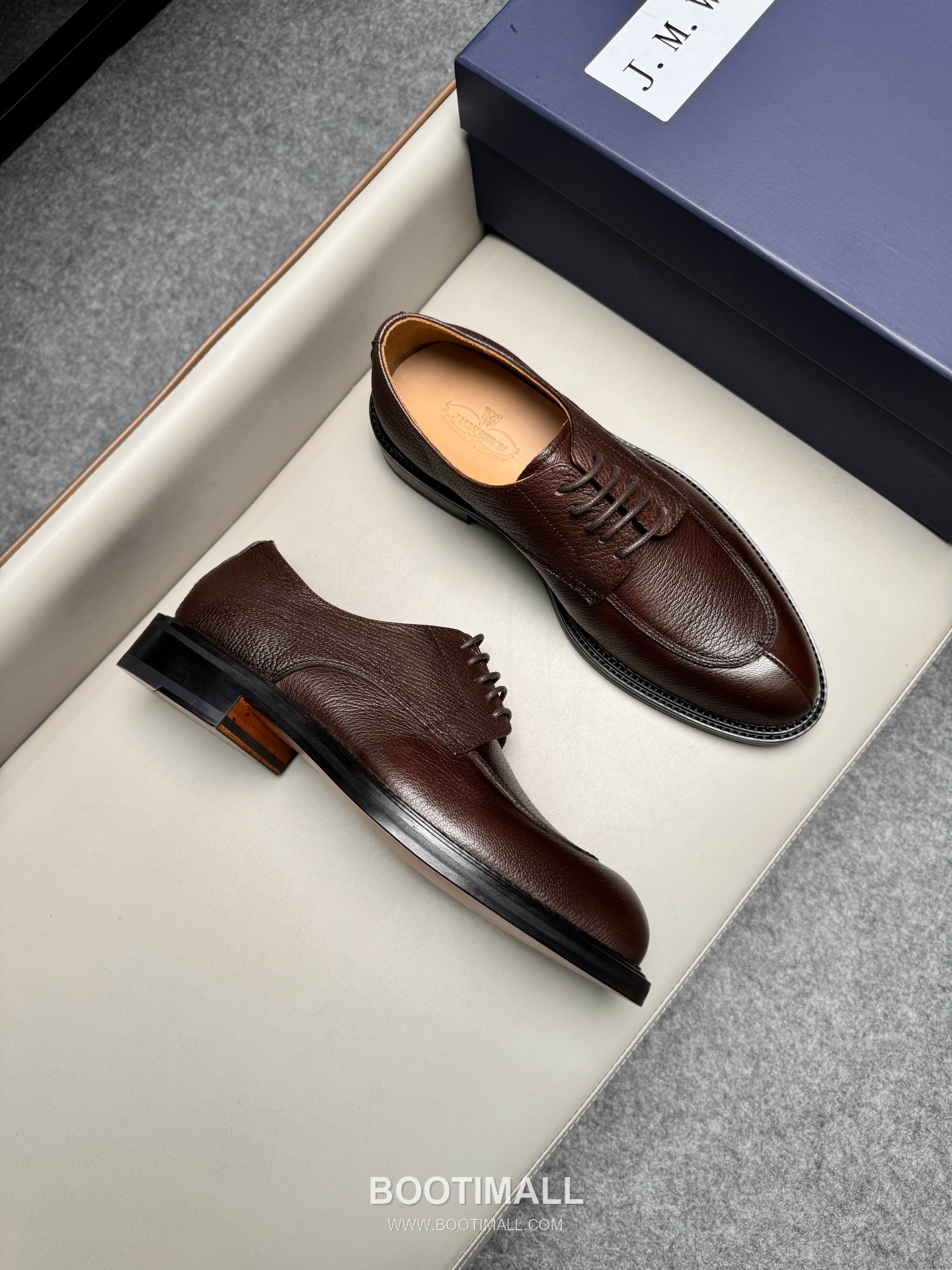 J.M.Weston Classic Calfskin Leather Lace-Up Dress Shoes with Leather Sole Detail 제이엠웨스턴 클래식 카프스킨 레더 레이스업 드레스 슈즈 2.5cm 2