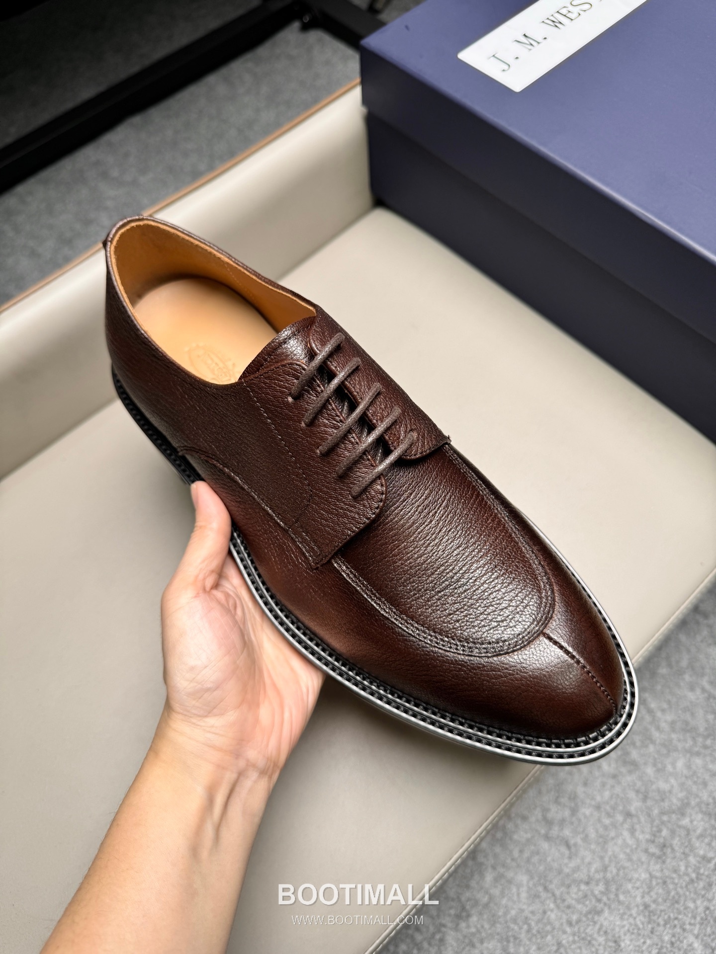 J.M.Weston Classic Calfskin Leather Lace-Up Dress Shoes with Leather Sole Detail 제이엠웨스턴 클래식 카프스킨 레더 레이스업 드레스 슈즈 2.5cm 7