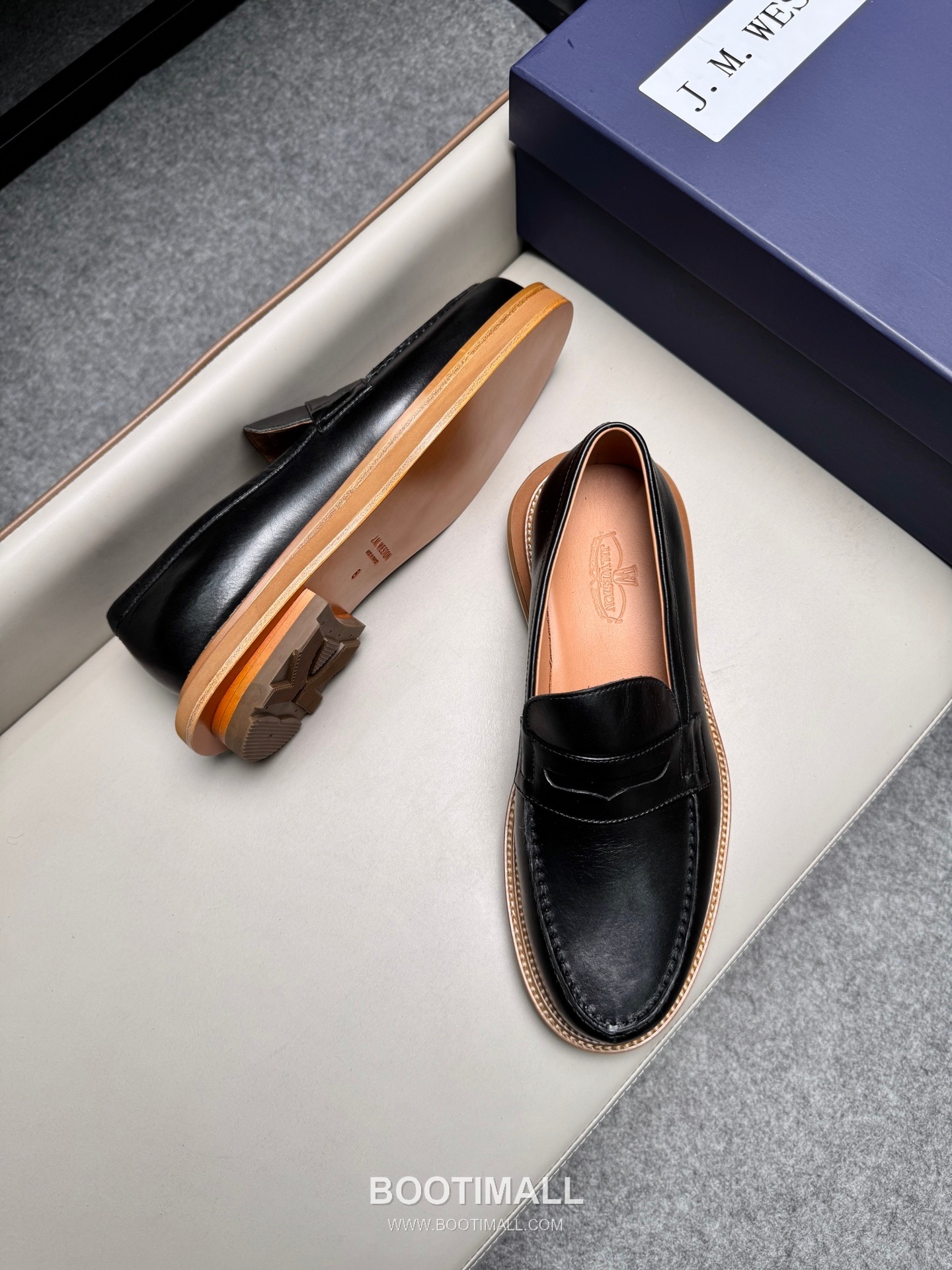 J.M.Weston Penny Calfskin Suede Leather Loafer Shoes with Hand Stitch Detail 제이엠웨스턴 페니 카프스킨 스웨이드 레더 로퍼 슈즈 2.5cm 3