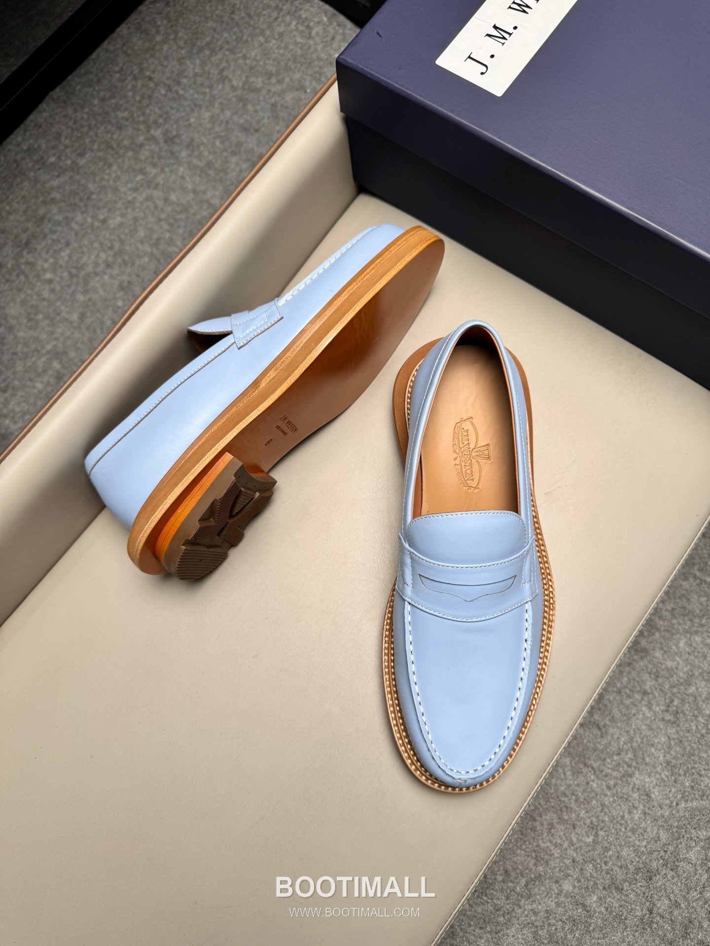 J.M.Weston Penny Calfskin Suede Leather Loafer Shoes with Hand Stitch Detail 제이엠웨스턴 페니 카프스킨 스웨이드 레더 로퍼 슈즈 2.5cm 3