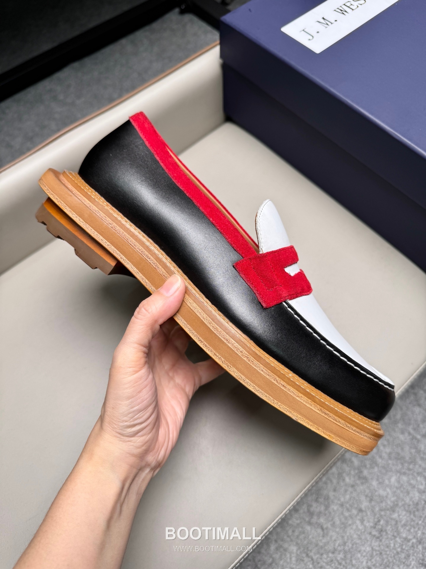 J.M.Weston Penny Calfskin Suede Leather Loafer Shoes with Hand Stitch Detail 제이엠웨스턴 페니 카프스킨 스웨이드 레더 로퍼 슈즈 2.5cm 6