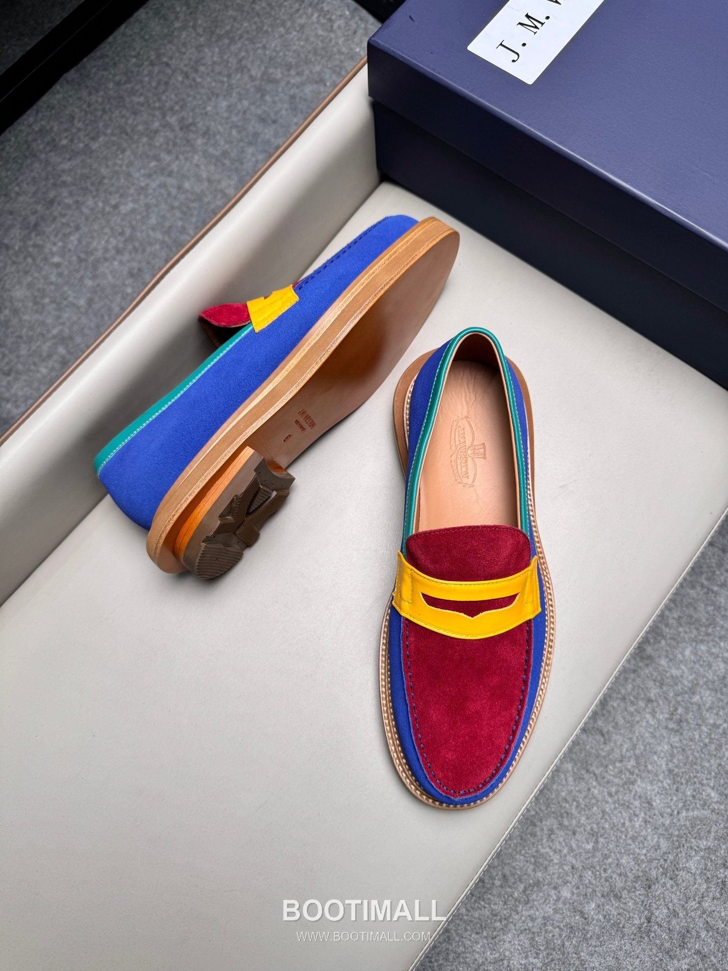 J.M.Weston Penny Calfskin Suede Leather Loafer Shoes with Hand Stitch Detail 제이엠웨스턴 페니 카프스킨 스웨이드 레더 로퍼 슈즈 2.5cm 3