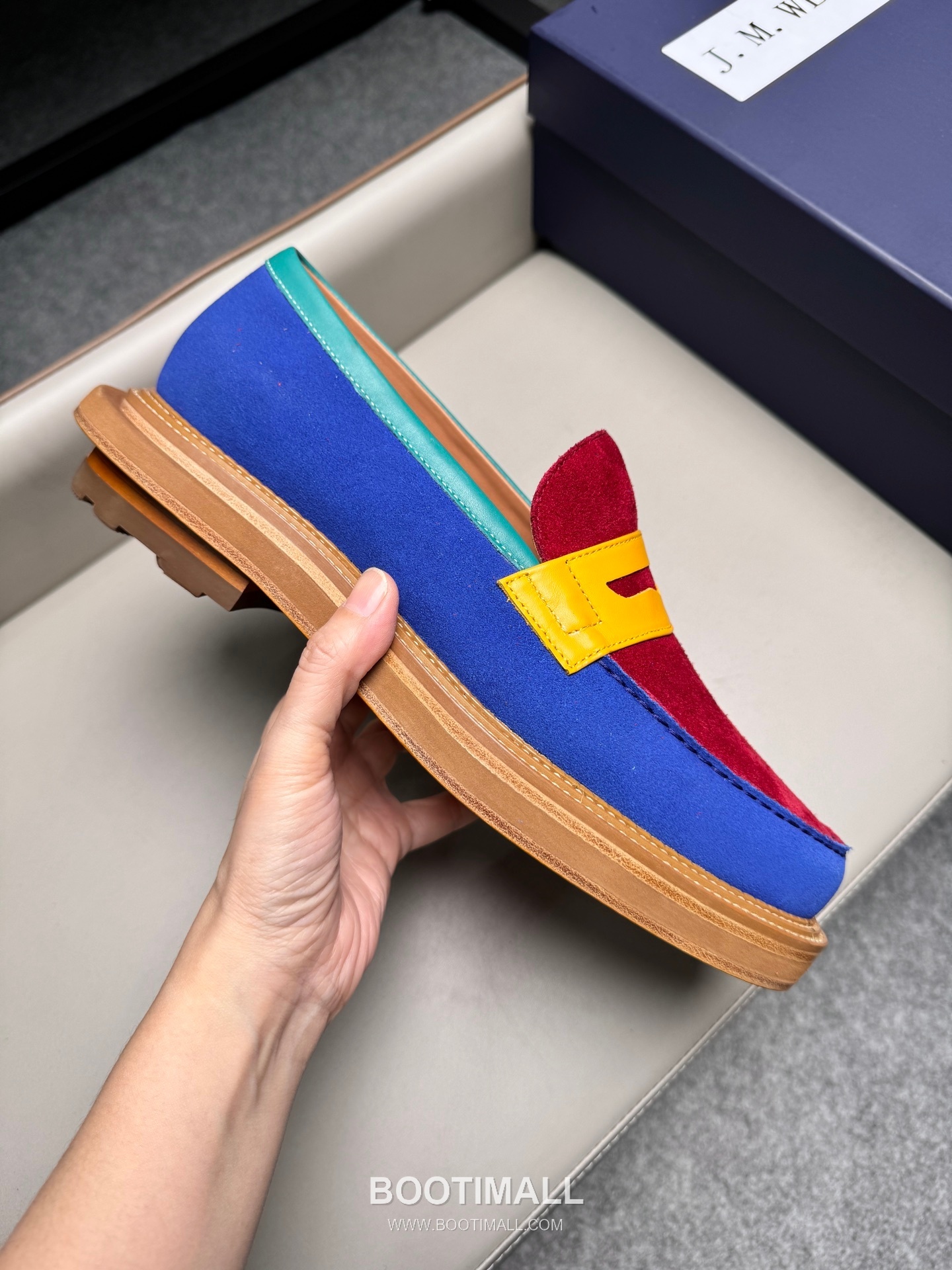 J.M.Weston Penny Calfskin Suede Leather Loafer Shoes with Hand Stitch Detail 제이엠웨스턴 페니 카프스킨 스웨이드 레더 로퍼 슈즈 2.5cm 6