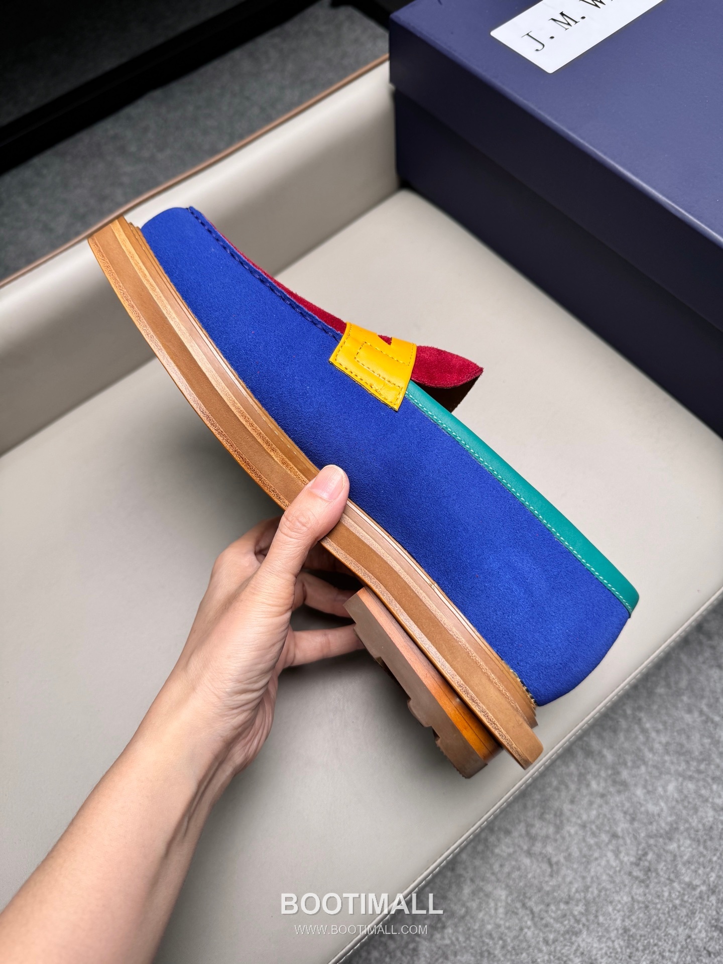 J.M.Weston Penny Calfskin Suede Leather Loafer Shoes with Hand Stitch Detail 제이엠웨스턴 페니 카프스킨 스웨이드 레더 로퍼 슈즈 2.5cm 8