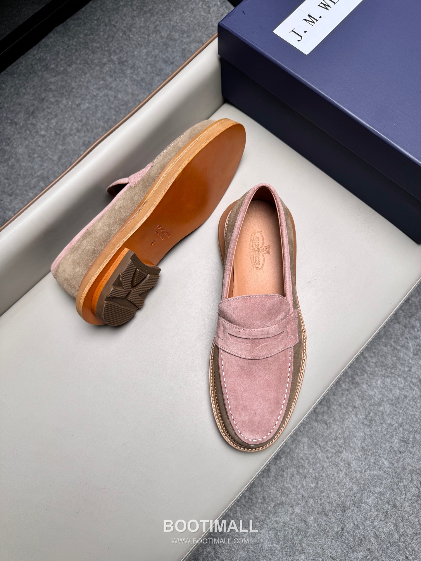 J.M.Weston Penny Calfskin Suede Leather Loafer Shoes with Hand Stitch Detail 제이엠웨스턴 페니 카프스킨 스웨이드 레더 로퍼 슈즈 2.5cm 3