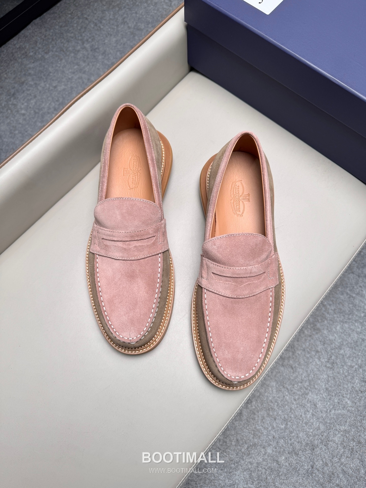 J.M.Weston Penny Calfskin Suede Leather Loafer Shoes with Hand Stitch Detail 제이엠웨스턴 페니 카프스킨 스웨이드 레더 로퍼 슈즈 2.5cm 4